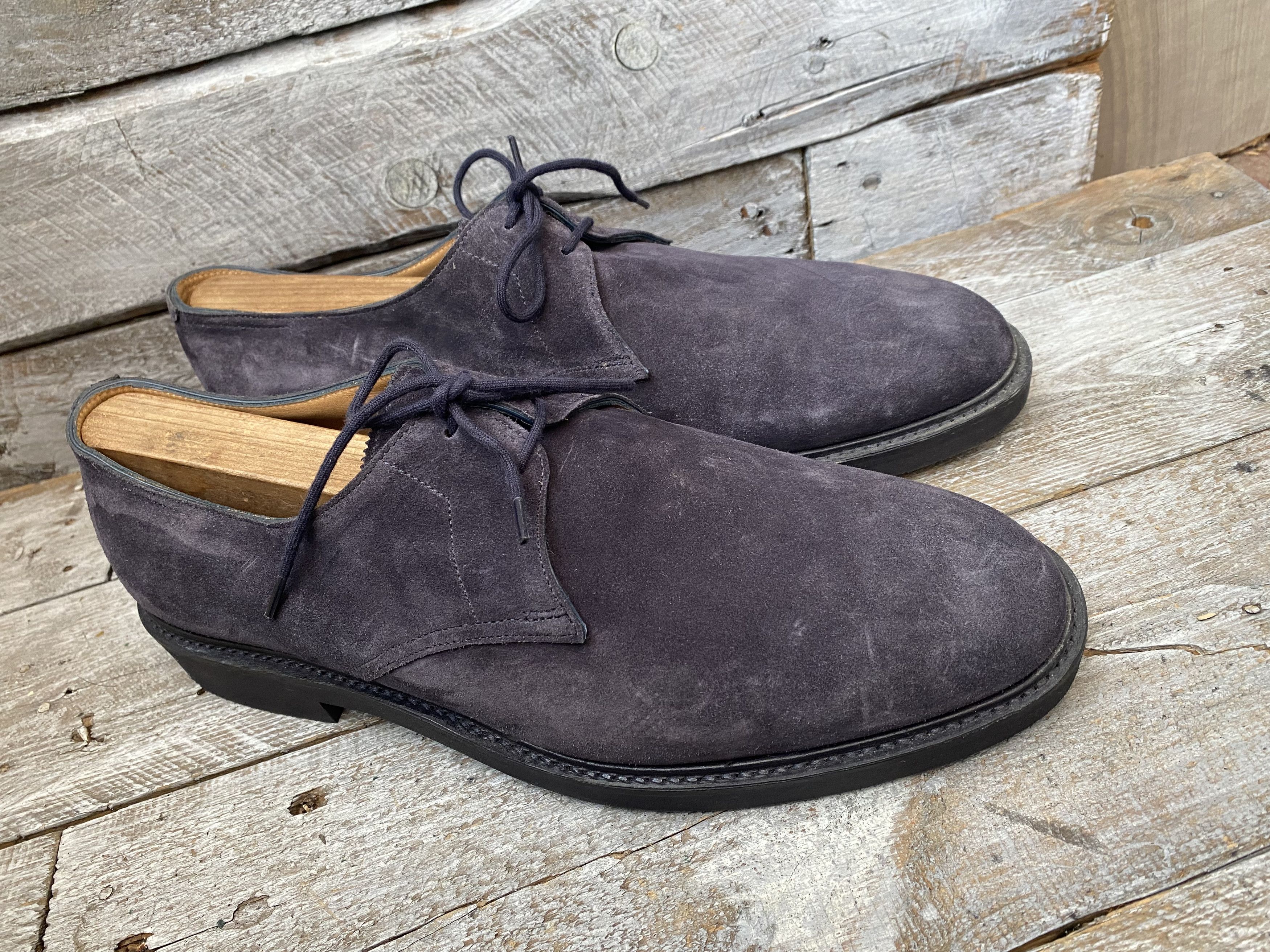 John Lobb John lobb blue suede derby leather shoes Uk 9EE Size US 10 / EU 43 - 8 Thumbnail