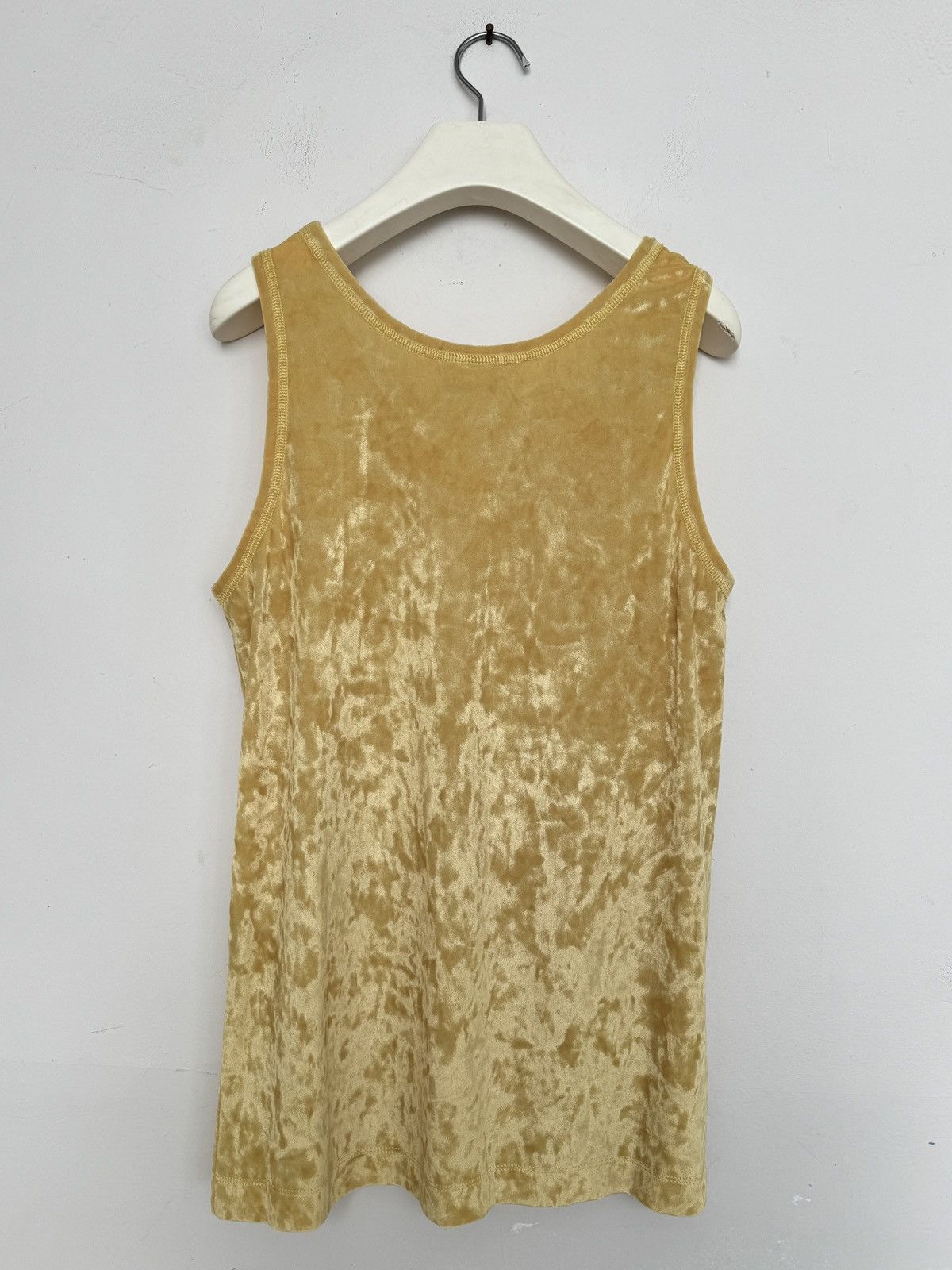 Dries Van Noten DRIES VAN NOTEN Size S Yellow Velour Scoop Neck Casual Top Size US S / EU 44-46 / 1 - 2 Thumbnail