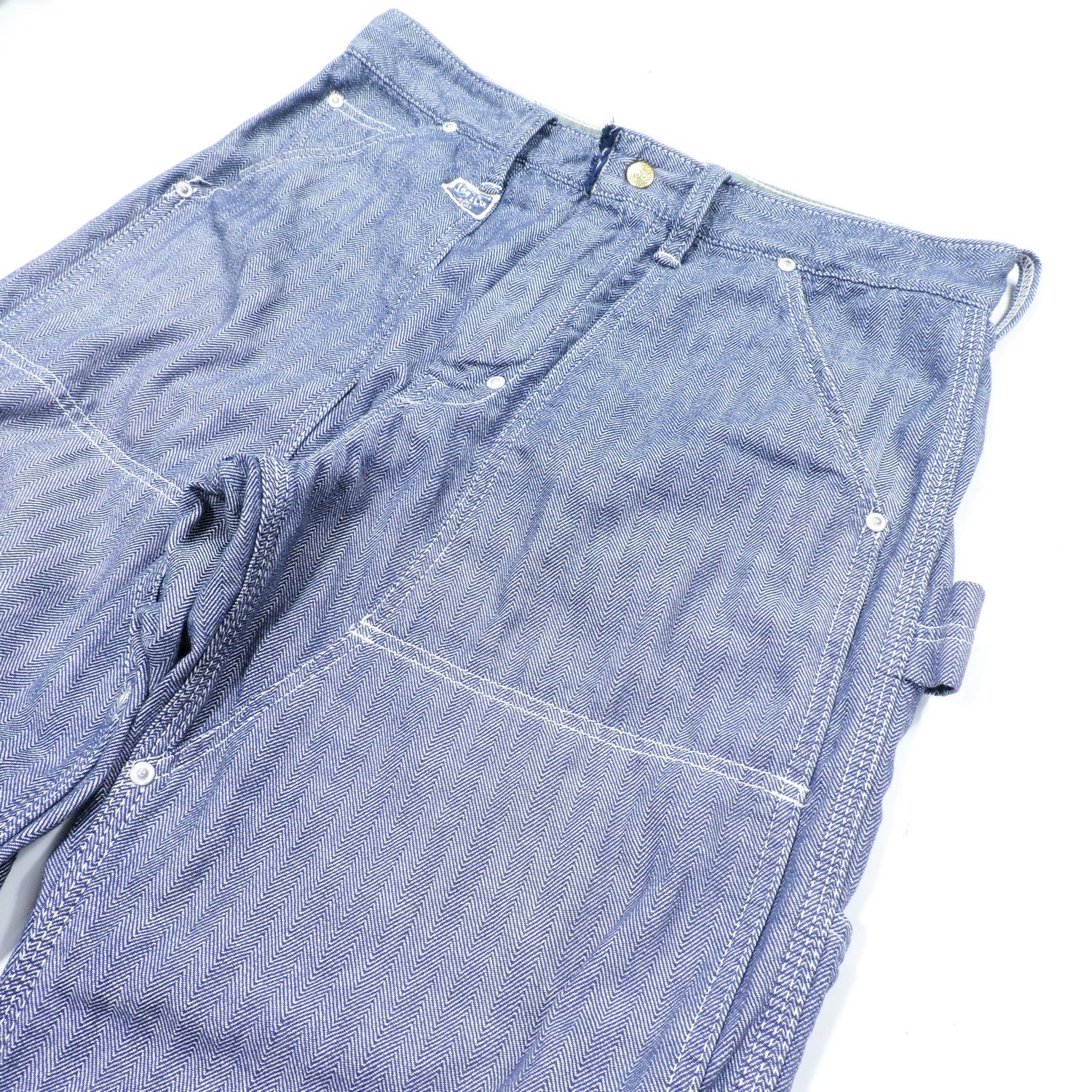 The Real McCoy's 8HU LOT 724 DOUBLE KNEE HERRINGBONE LIGHT CHAMBRAY TROUSERS Size US 32 / EU 48 - 13 Thumbnail