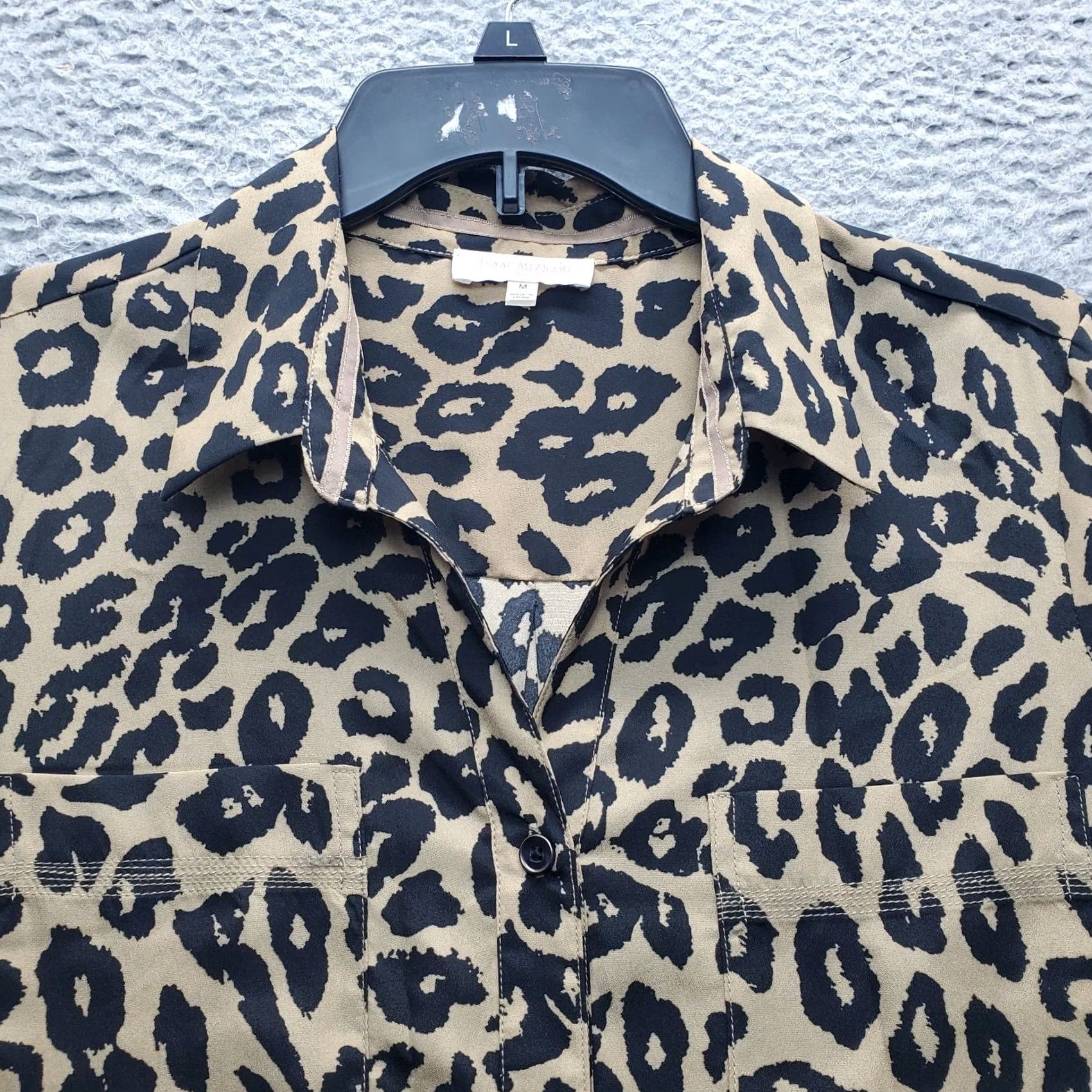 Isaac Mizrahi Isaac Mizrahi Womens Shirt M Multicolor Leopard Print Curved Hem Button Front Size M / US 6-8 / IT 42-44 - 7 Thumbnail