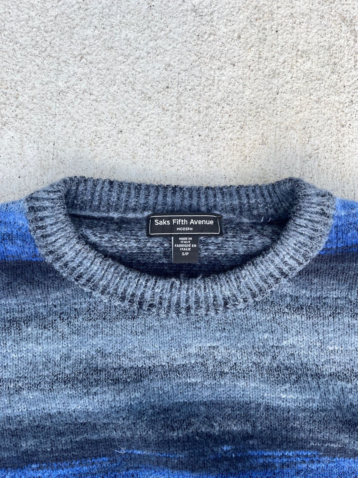 Saks Fifth Avenue Saks Fifth Avenue Blue Ombre Striped Mohair Sweater Size US S / EU 44-46 / 1 - 2 Thumbnail