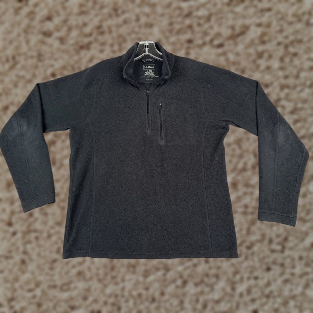 Vintage L.L. Bean Sweater Women Medium Black Long Sleeve 1/4 Zip Fleece Poly Pullover Hike Size M / US 6-8 / IT 42-44 - 1 Thumbnail