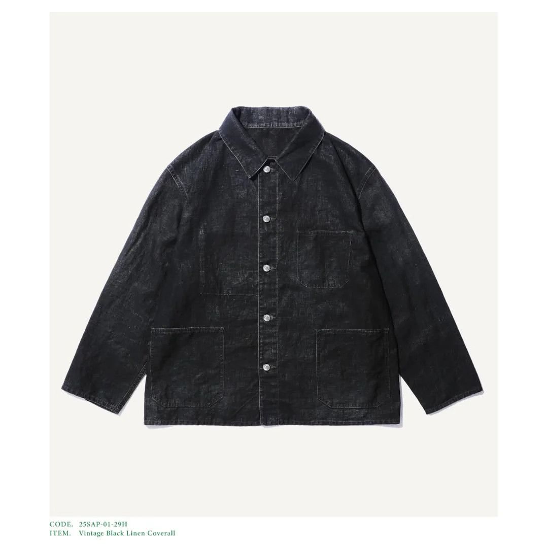 A.PRESSE Vintage Black Linen Coverall | Grailed