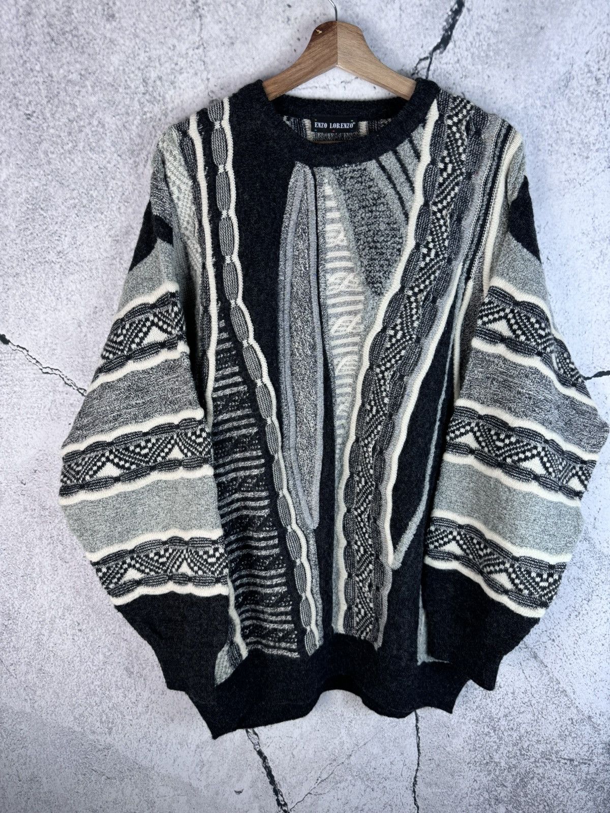 image of Coloured Cable Knit Sweater x Vintage Y2K Coogi Style Sweater Enzo Lorenzo Italian Knit (Size XL)