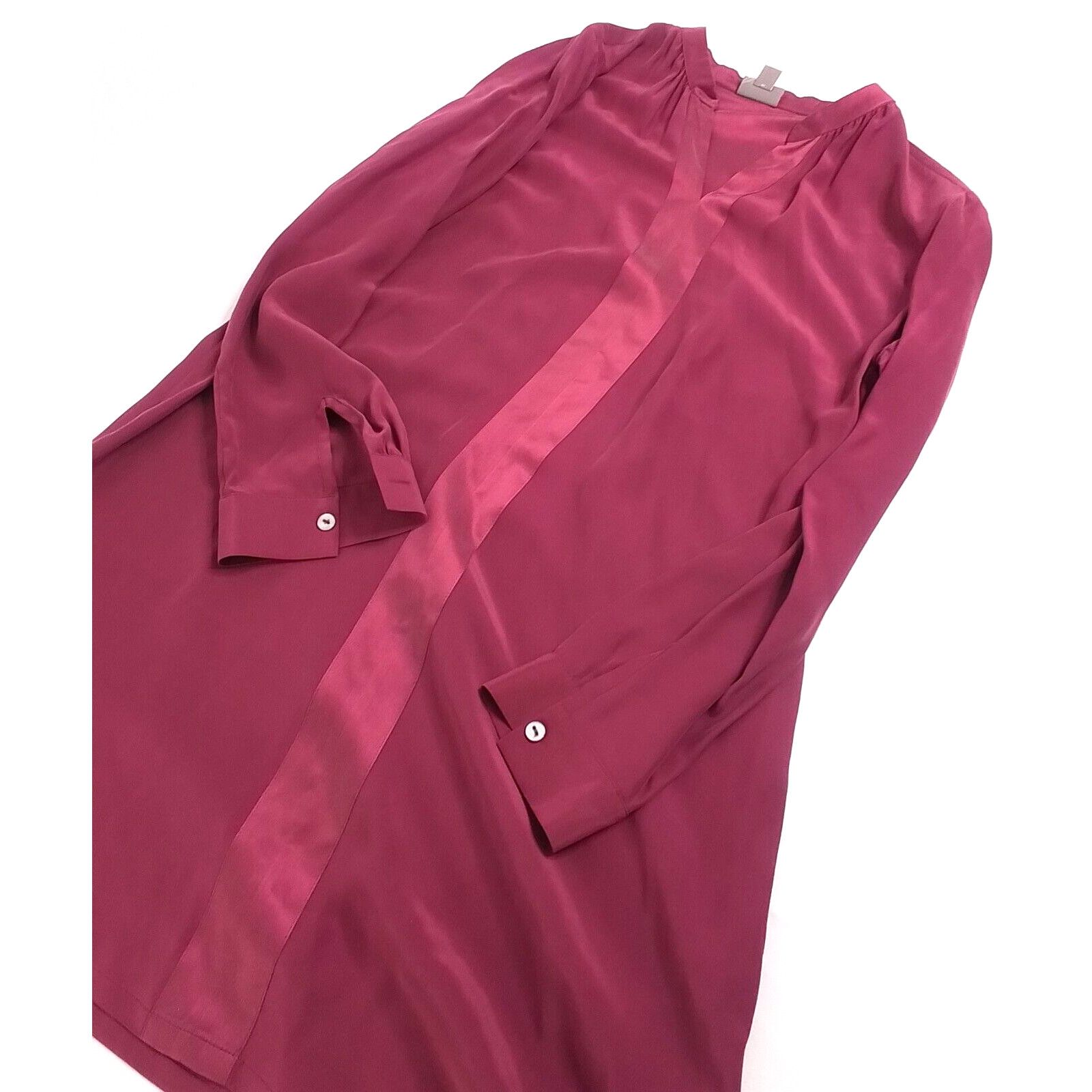J. Jill J Jill Silk Dress Women's Medium Petite Long Sleeve Burgundy Size M / US 6-8 / IT 42-44 - 13 Thumbnail
