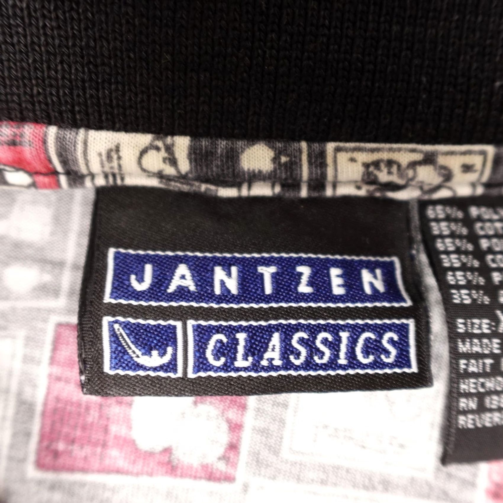 Jantzen VINTAGE Jantzen Polo Shirt Mens XL Black Gray Golf Comic Strip All over Print Size US XL / EU 56 / 4 - 2 Thumbnail