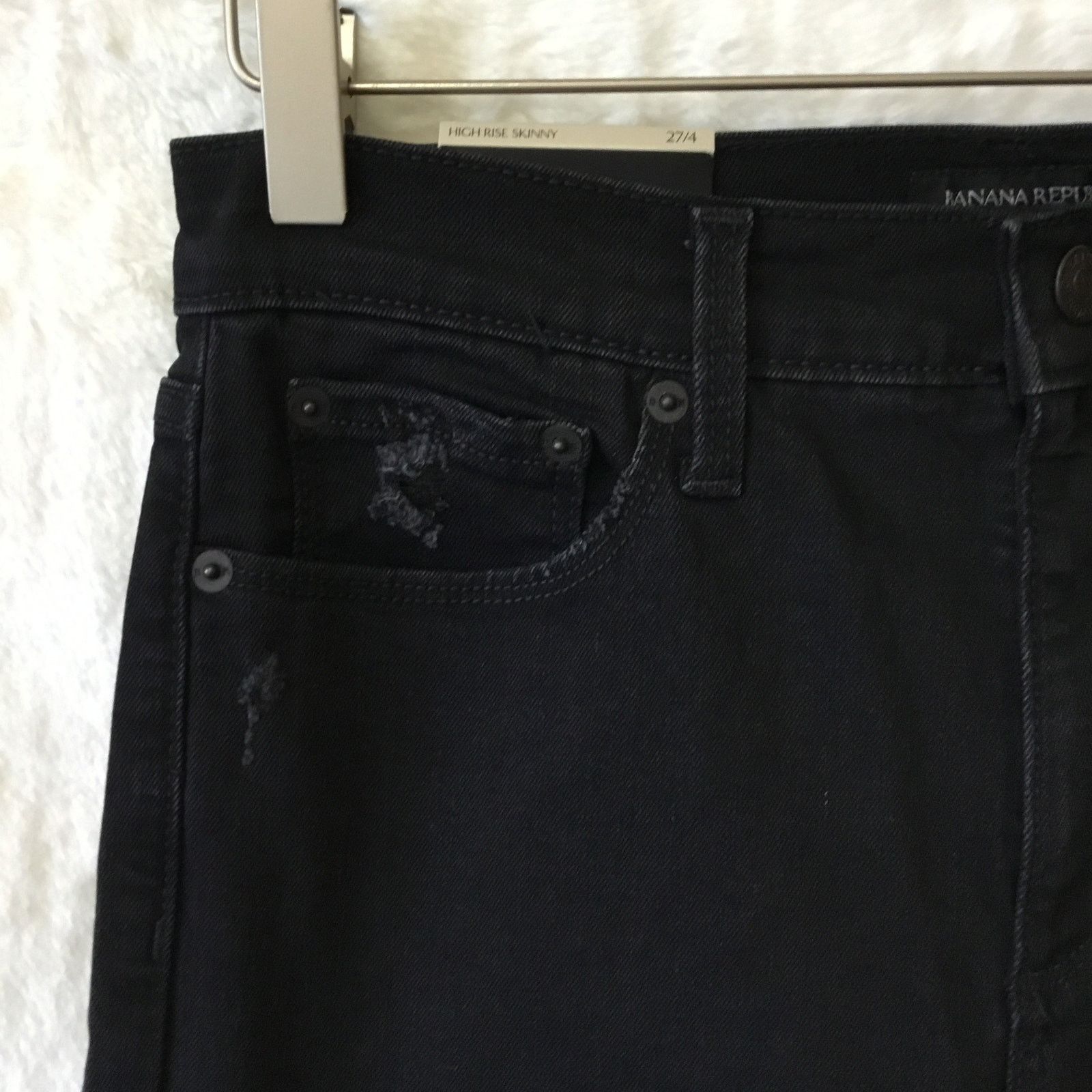 Banana Republic Banana Republic High Rise Black Denim Skinny Jeans Size 27" / US 4 / IT 40 - 4 Thumbnail