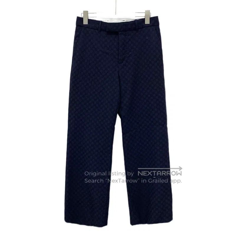 Gucci gucci Dark blue checkerboard wool casual wide-leg trousers Size US 26 / EU 42 - 1 Thumbnail