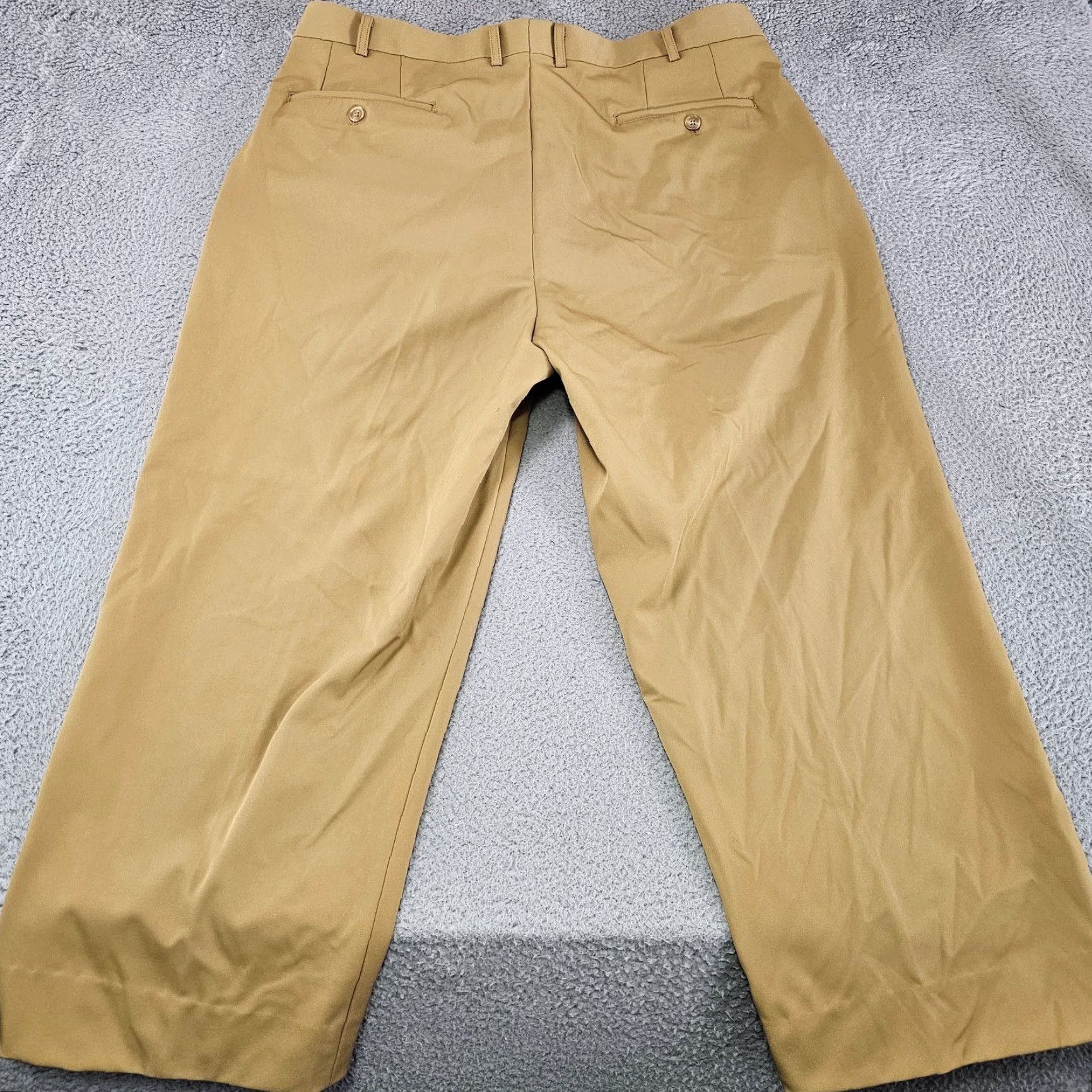 Von Dutch VINTAGE Von Dutch Pants Mens 36x24 Khaki Stretch Straight Pleated Chino Trousers Size US 36 / EU 52 - 6 Thumbnail