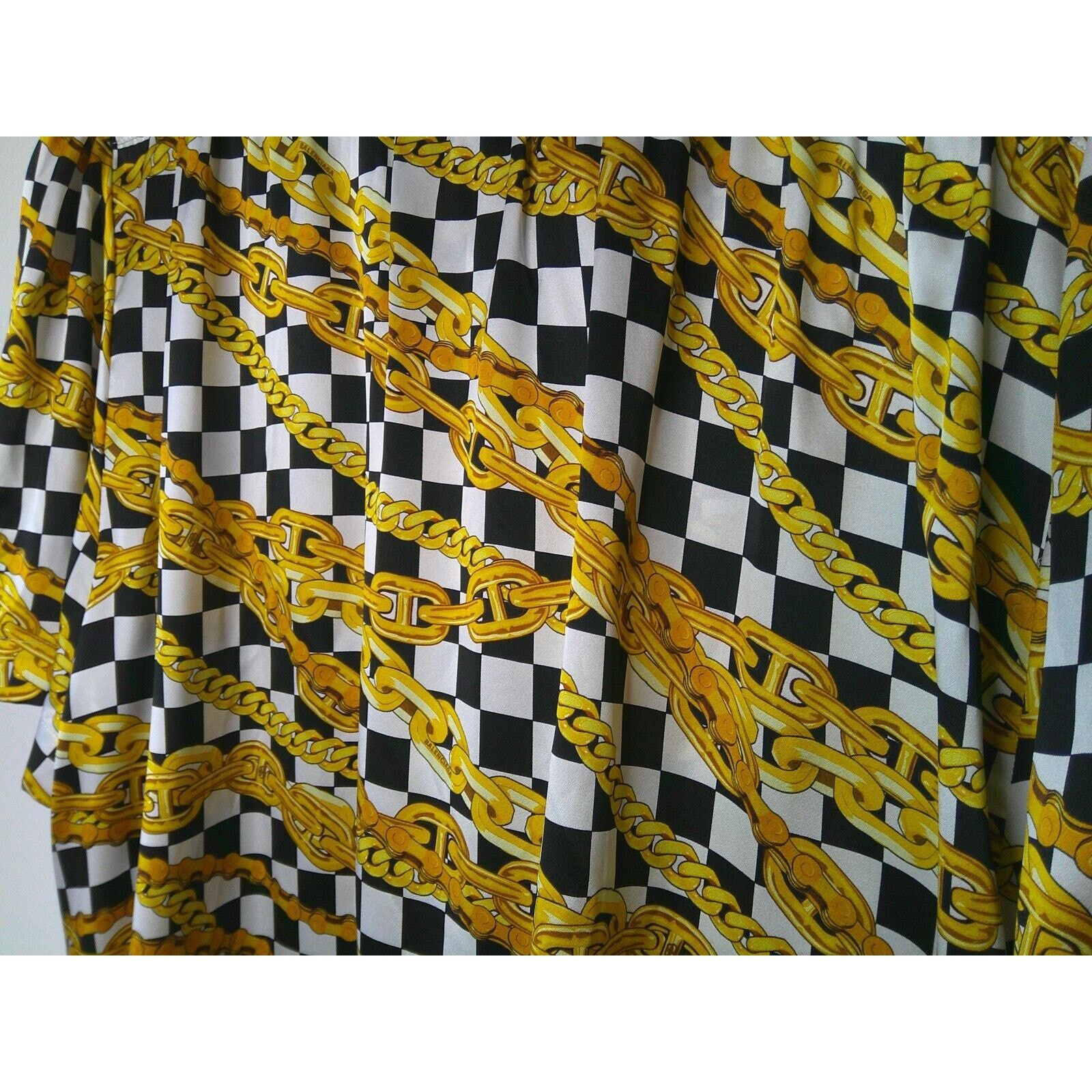Balenciaga Balenciaga Black Gold Chain Print Short Sleeve Tie Blouse 40 Size S / US 4 / IT 40 - 11 Thumbnail