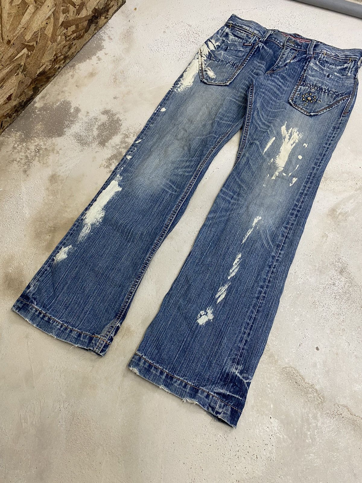 If Six Was Nine Le Jean De Base Francais Clawn Mark Blue Way Abstract Paint Size US 32 / EU 48 - 5 Thumbnail