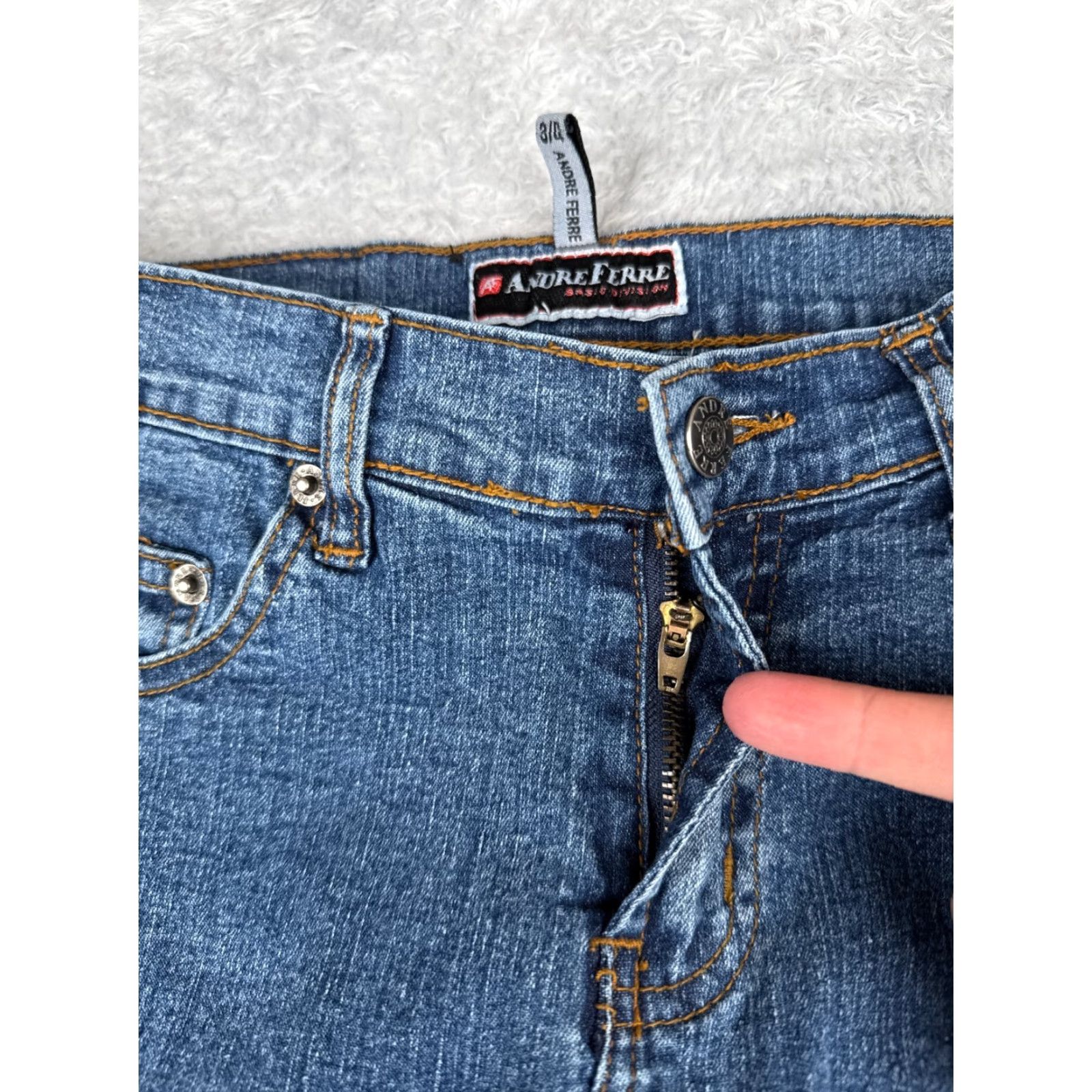 Vintage VINTAGE Andre Ferre Jeans Juniors 3 Blue Denim Flared Bootcut Low Rise Ramie Blend 26x30 Womens Jeans Size 26" / US 2 / IT 38 - 5 Thumbnail