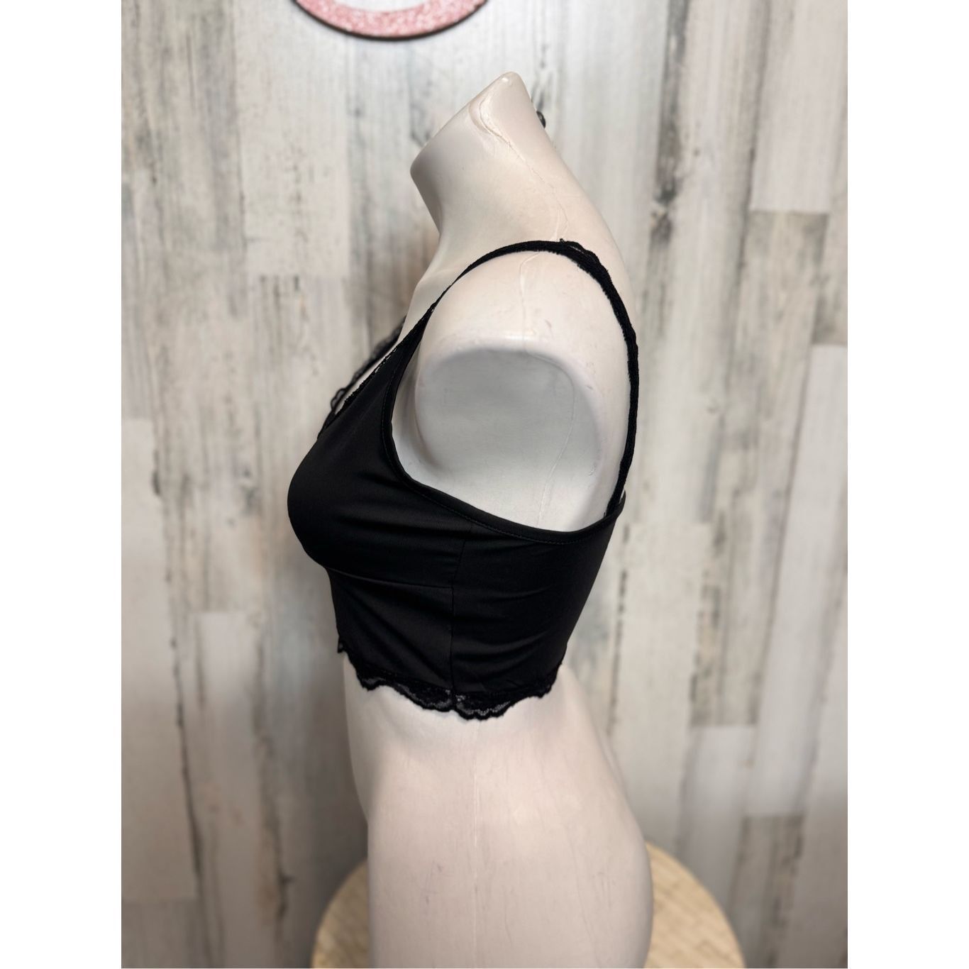 Other Romwe Black Lace Trim Crop Cami Top – Size S (US 4) Size S / US 4 / IT 40 - 3 Thumbnail