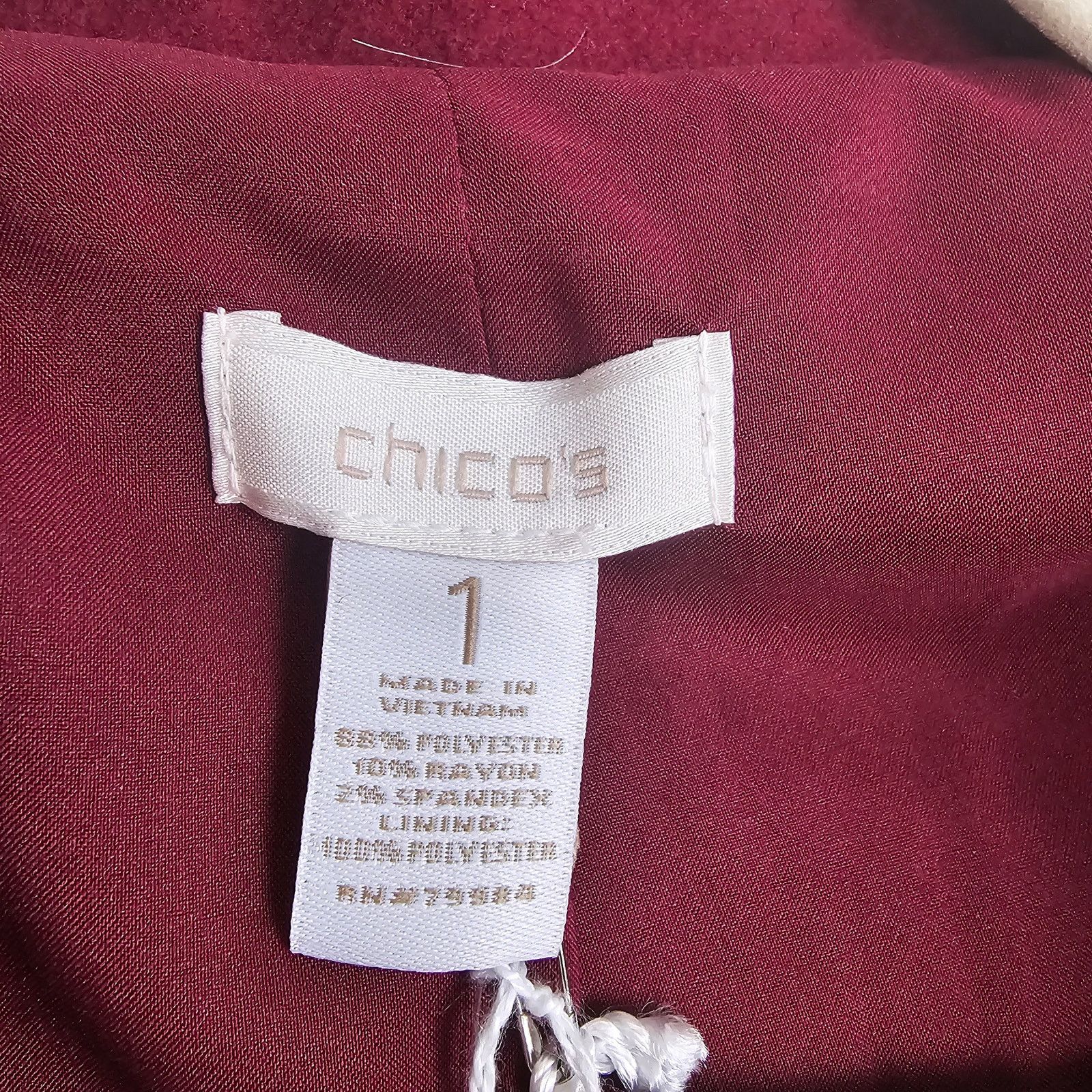 Chicos Chicos Womens Kelly Ann Smooth Plush Jacket 1 Med Burgundy Size M / US 6-8 / IT 42-44 - 7 Thumbnail