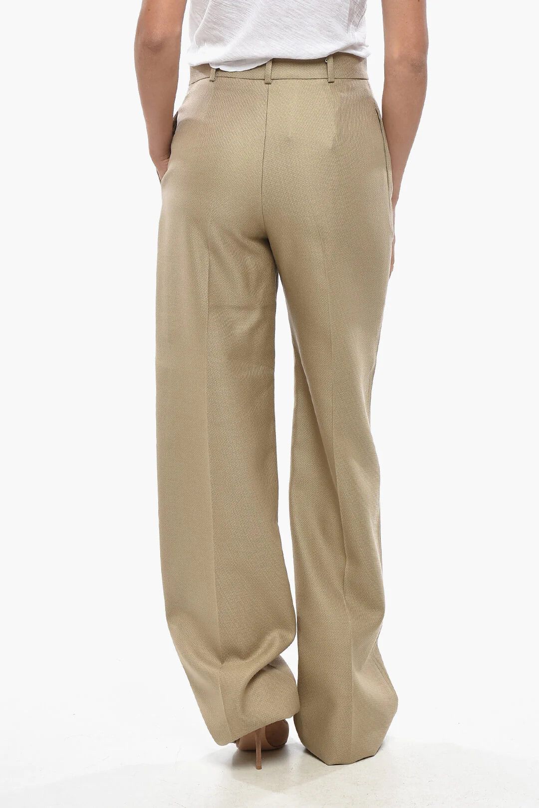 Dior og1mm0326 Virgin Wool-Blend Palazzo Pant in Beige Size 30" / US 8 / IT 44 - 2 Thumbnail