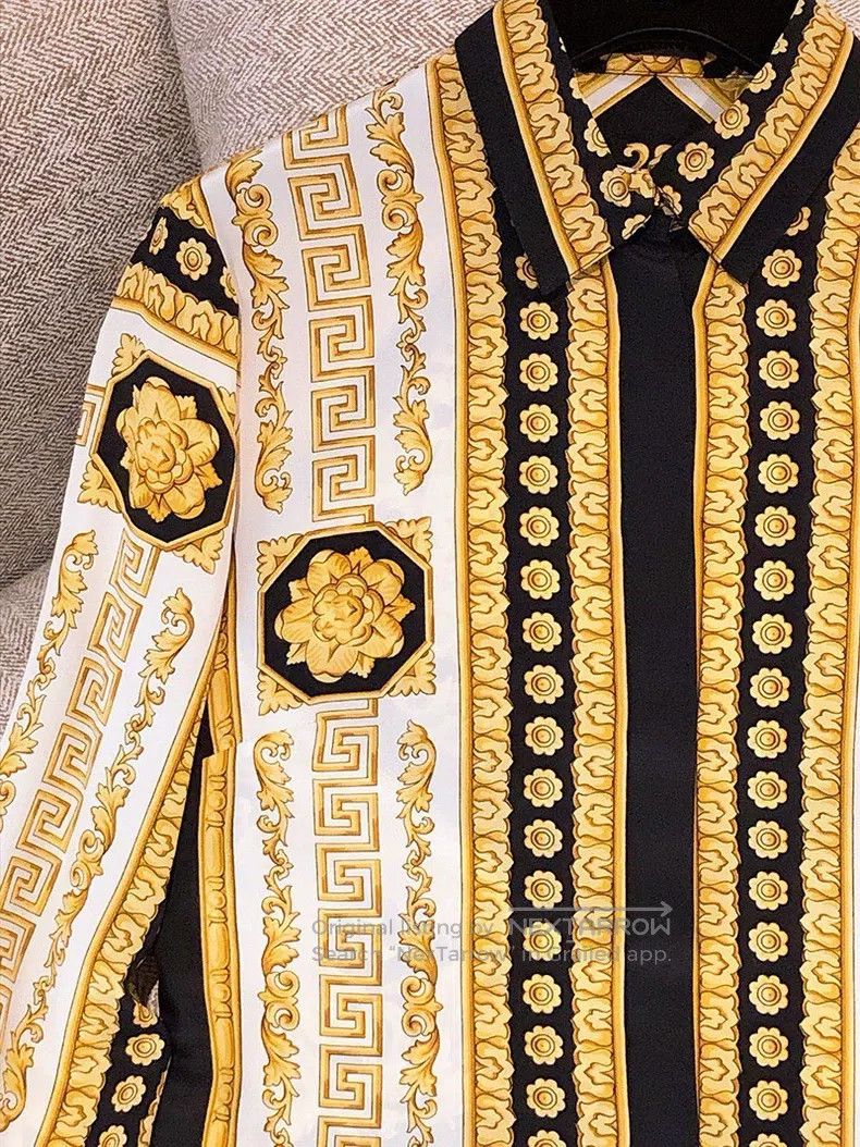 Versace Black gold baroque silk shirt