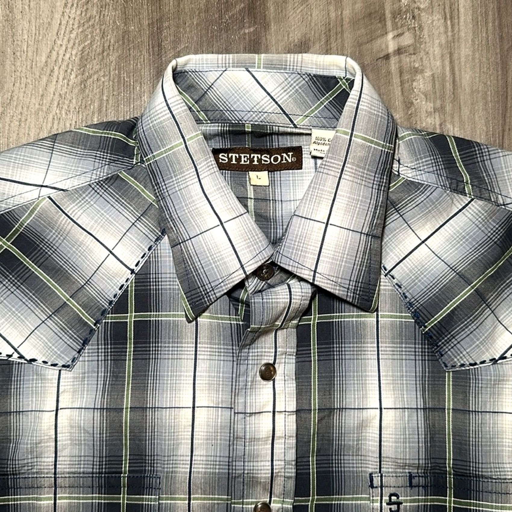 Stetson Stetson Western Plaid Long Sleeve Pearl Snap Button Shirt L Men Gray Size US L / EU 52-54 / 3 - 5 Thumbnail