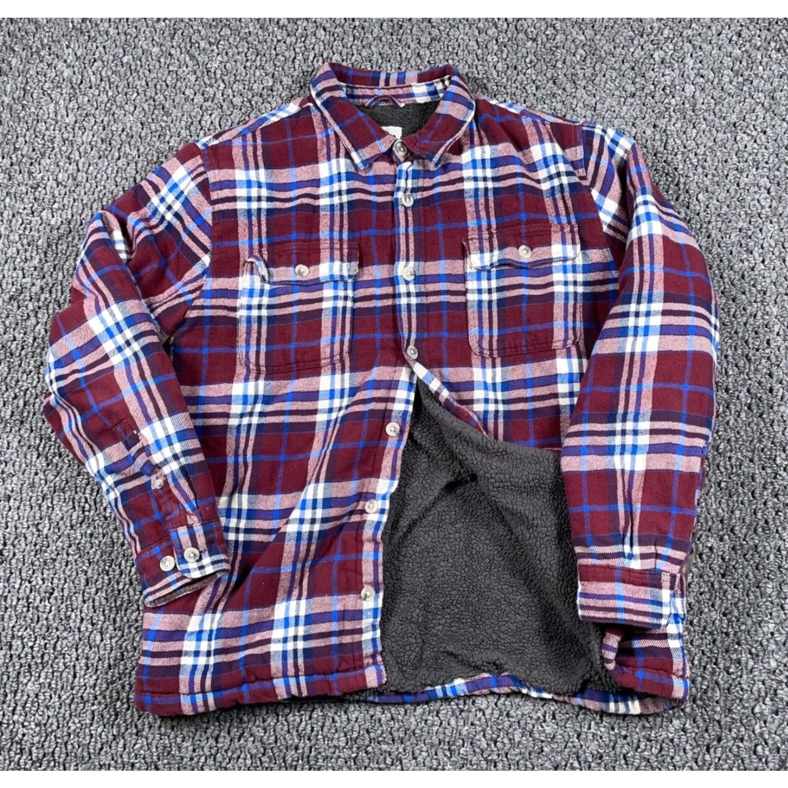 Vintage VINTAGE Sherpa Lined Flannel Shirt Jacket Adult Large Red Blue Plaid Heavyweight Shacket Mens Large Red Plaid 90s Retro Grunge Pockets Size US L / EU 52-54 / 3 - 2 Thumbnail