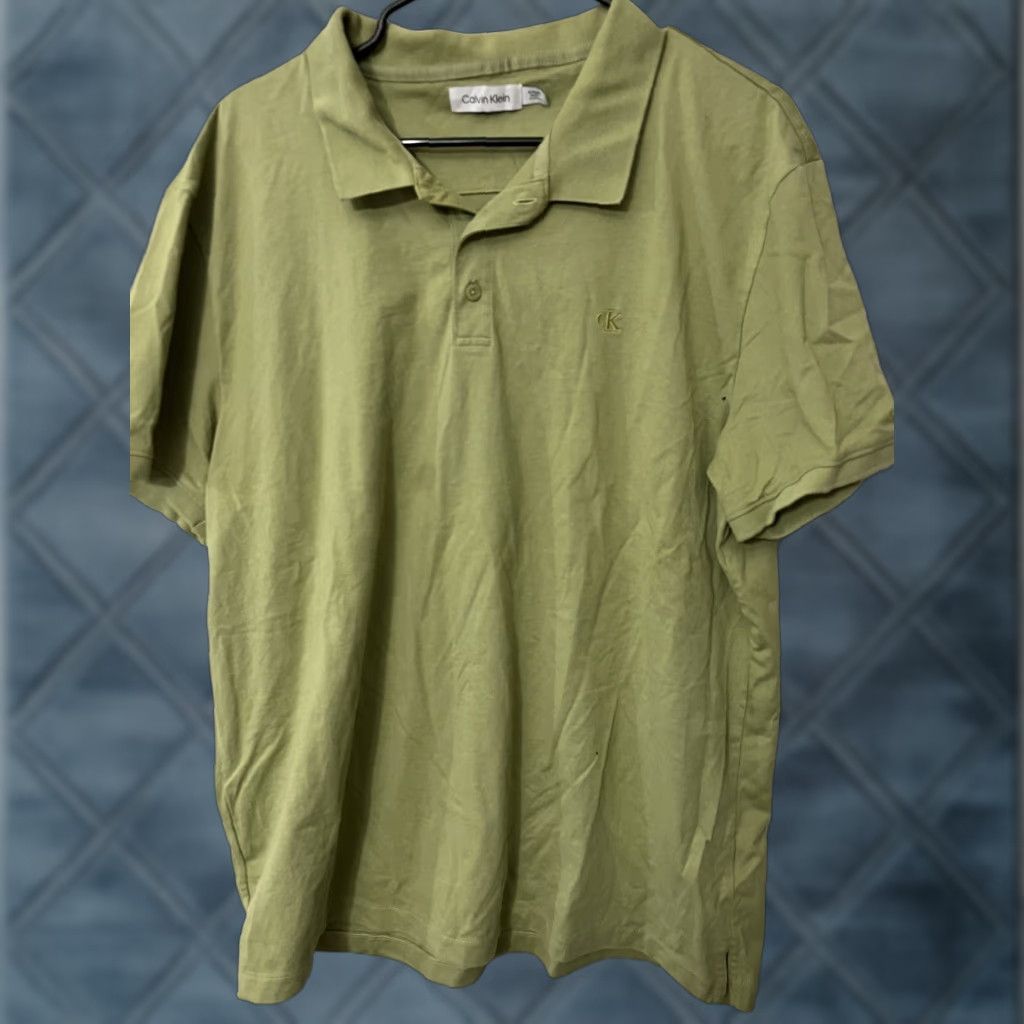 Calvin Klein CALVIN KLEIN MENS XLARGE GREEN STRIPED POLO SHIRT XL Size US XL / EU 56 / 4 - 1 Thumbnail
