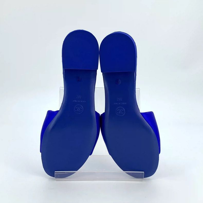 Chanel Chanel Blue Logo Satin Casual Slide Sandals -2505 Size US 8 / EU 41 - 5 Thumbnail