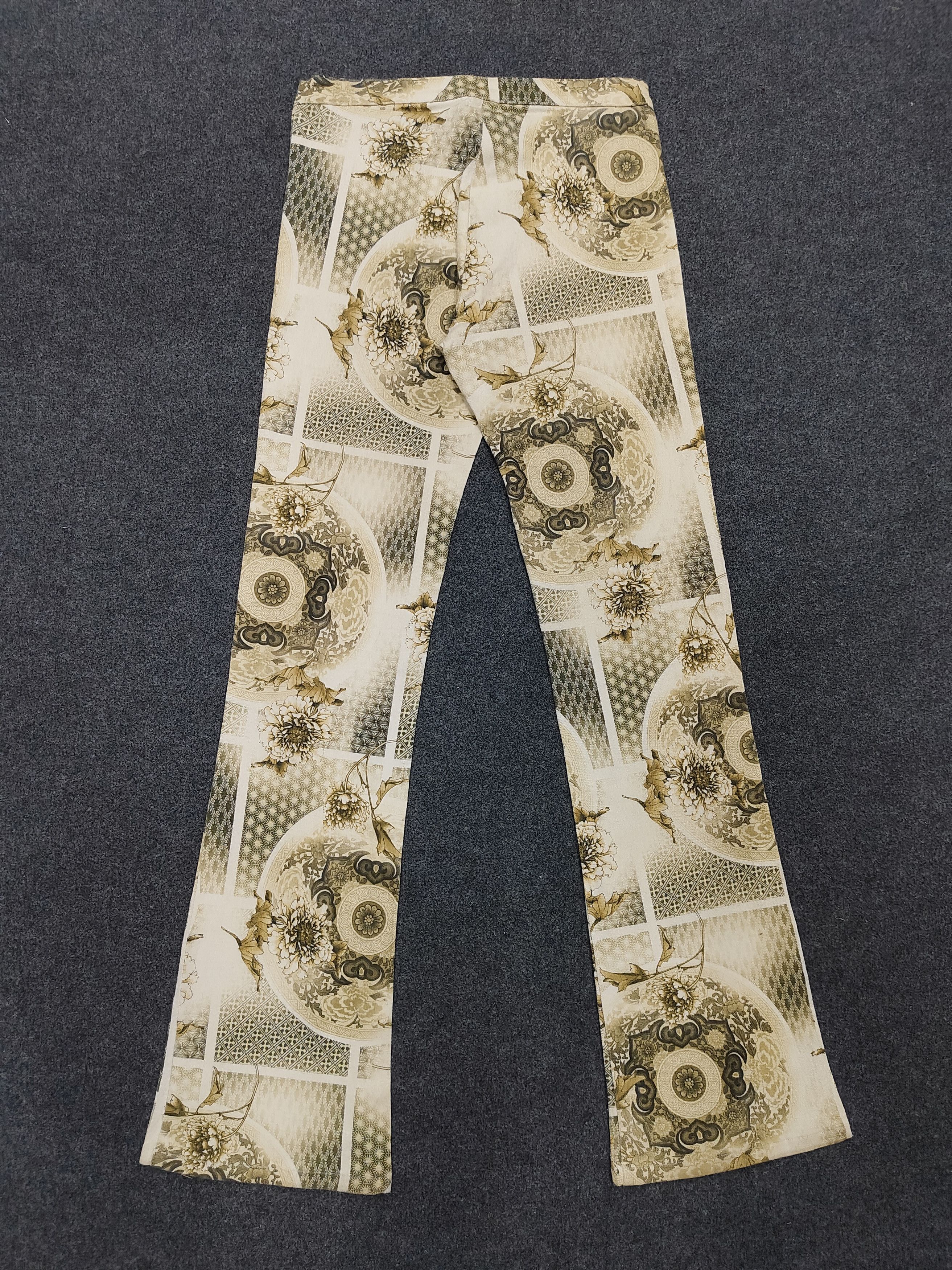 United Colors Of Benetton 00s Benetton🔥Ornamental Baroque Graphic Statment Pants Size 28" / US 6 / IT 42 - 3 Thumbnail