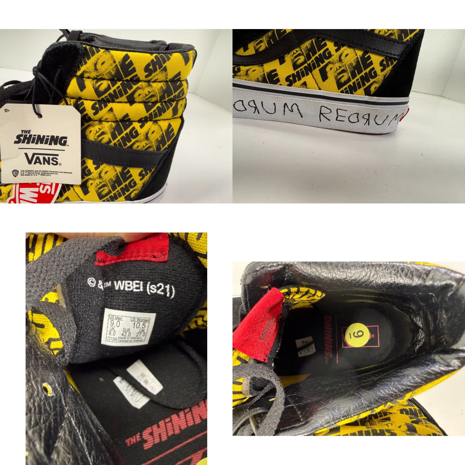 Vans VANS Sk8-Hi Horror Pack The Shining Athletic Sneakers Mens 9 Black Yellow NWT Size US 9 / EU 42 - 8 Thumbnail