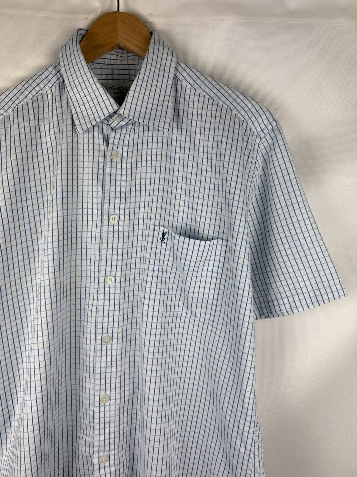 Yves Saint Laurent YSL Yves Saint Laurent Vintage 90s S/S Plaid Button Up Shirt Size US L / EU 52-54 / 3 - 5 Thumbnail