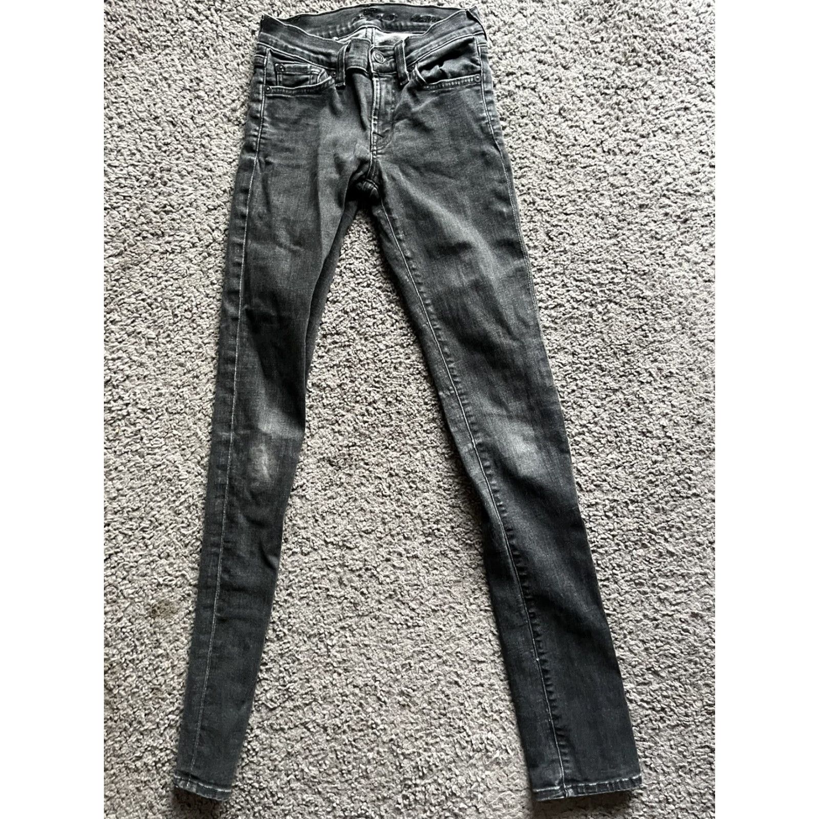 7 For All Mankind 7 For All Mankind Roxanne Jeans Skinny Black Wash Distressed Woman 24 Inseam 32 Color Black Size 24 Womens Size ONE SIZE - 3 Thumbnail
