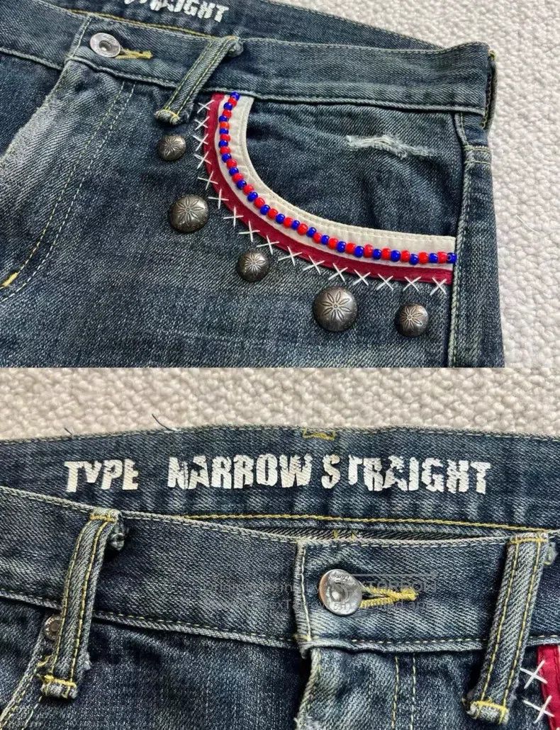Neighborhood Neighborhood size S Poison 2 King Beaded Vintage Jeans Size US 27 - 7 Thumbnail