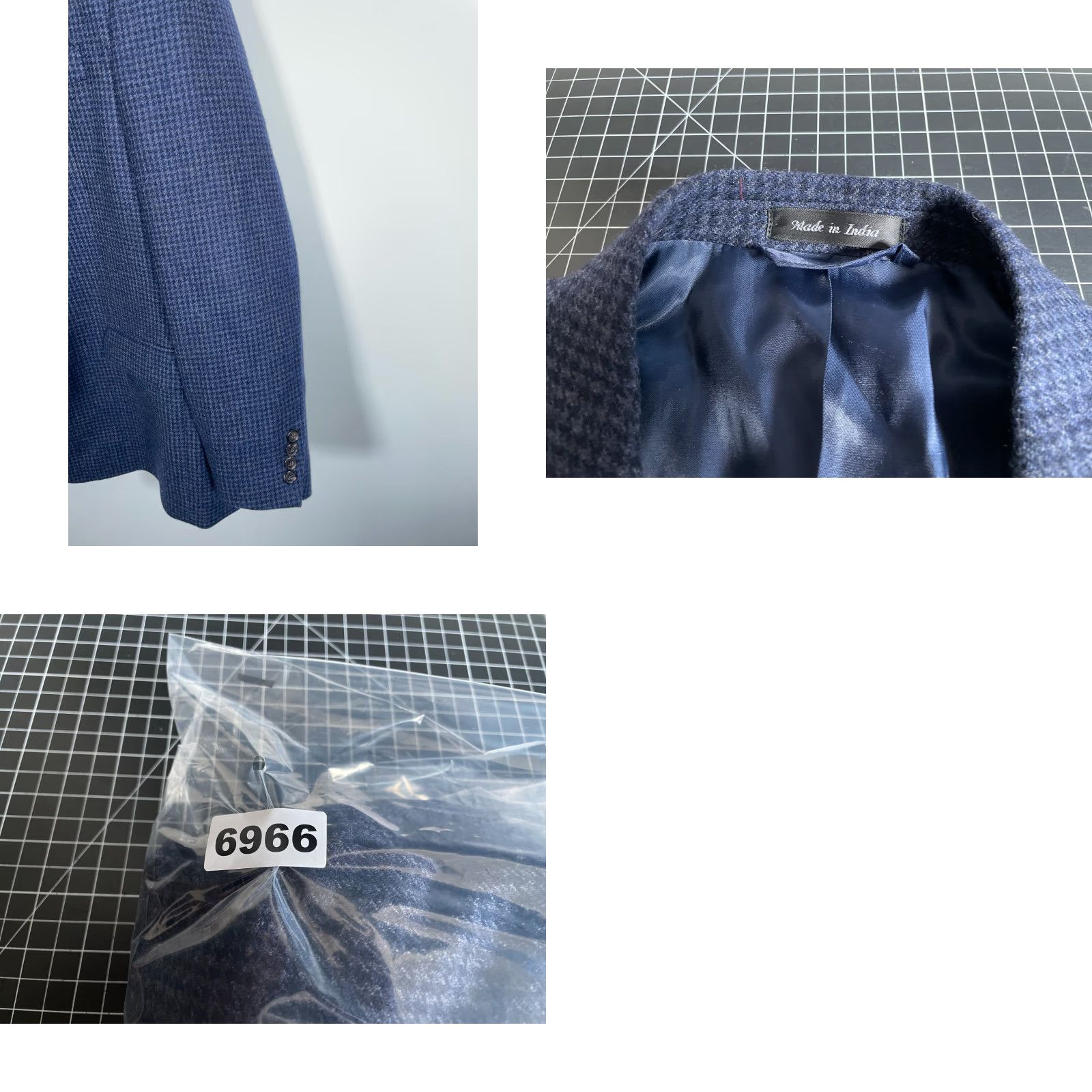 Ralph Lauren Lauren Ralph Lauren Blazer Men 48 Regular Blue Wool Houndstooth Jacket Size 48R - 10 Thumbnail