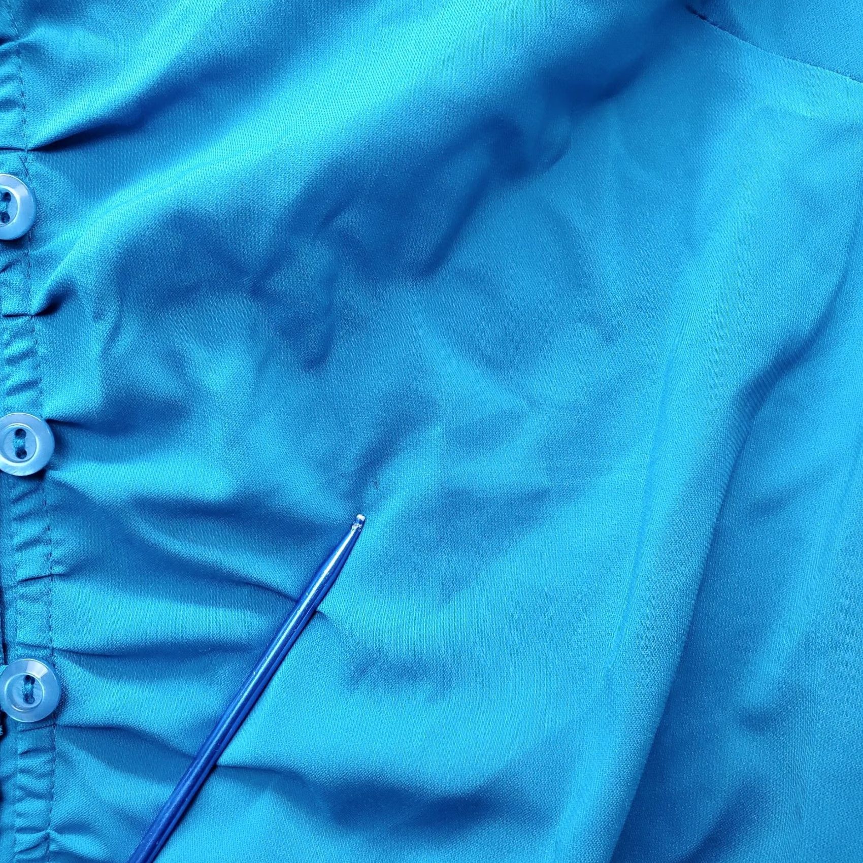 Vintage New York & Company Shirt Womens Size 6 Blue Slim Stretch Collared Button Front Blouse Size M / US 6-8 / IT 42-44 - 5 Thumbnail