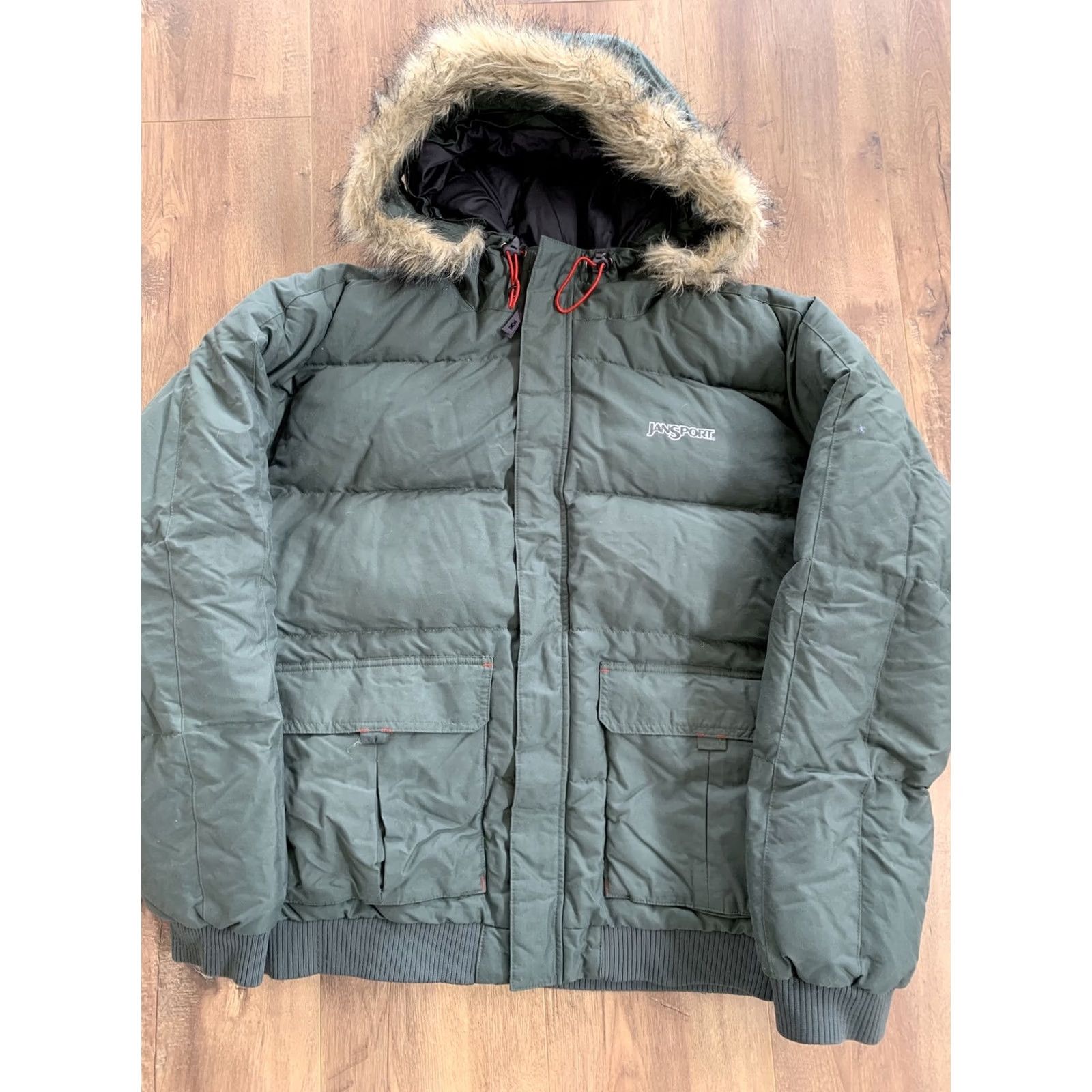 Jansport VINTAGE Jansport Army Green Hooded Faux Fur Trim Down Hooded Puffer Jacket Coat Mens XL Parka Fur Trim Army Theme Heavyweight Winter Coat Mens XL Size US XL / EU 56 / 4 - 3 Thumbnail