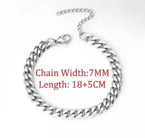 Other Cuban Link Bracelet Chain Gothic Chrome Casual Punk Grunge Size ONE SIZE - 2 Thumbnail
