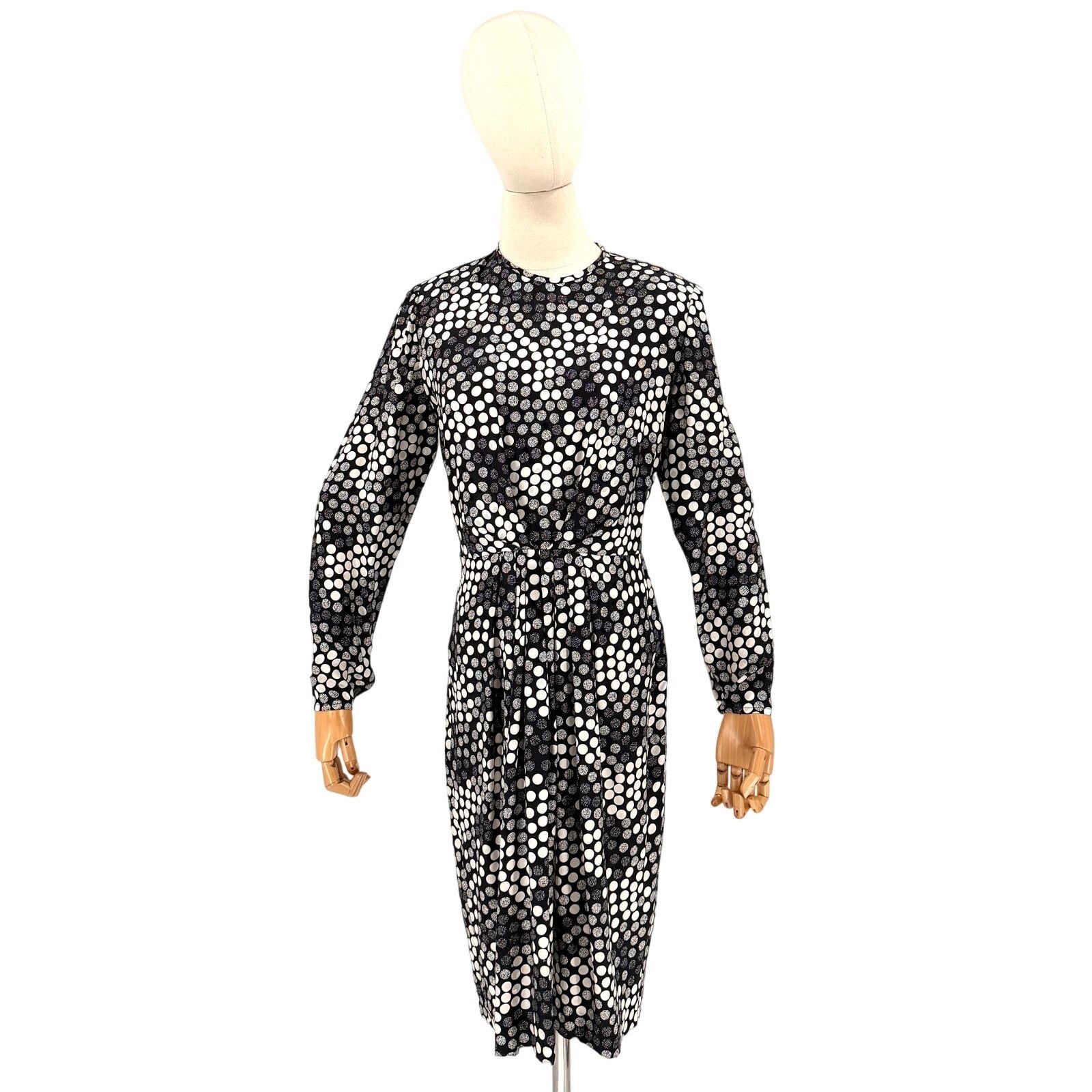 Saks Fifth Avenue Lihli Black White Polka Dot 100% Silk Dress Size M / US 6-8 / IT 42-44 - 1 Thumbnail