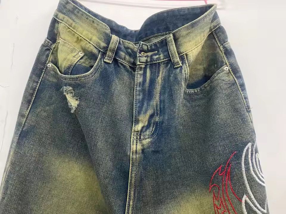 Jean Y2K Street New Pattern Embroidery Baggy Jean Size US 31 - 10 Thumbnail