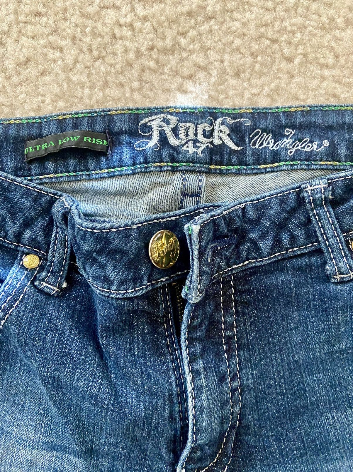 Vintage × Wrangler Y2K vintage rock 47 ultra low rise denim jeans Size 25" / US 0 / IT 36 - 2 Thumbnail