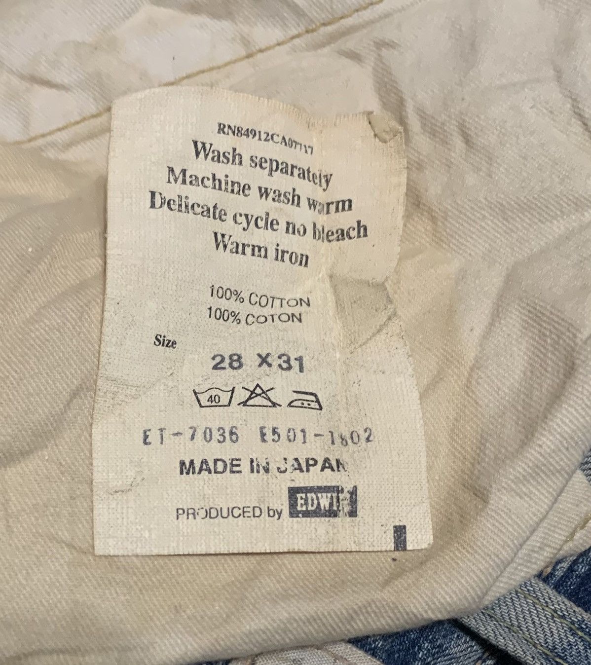 Edwin Vintage Edwin 503 Straight Leg Faded Blue Jeans Size US 30 / EU 46 - 13 Thumbnail