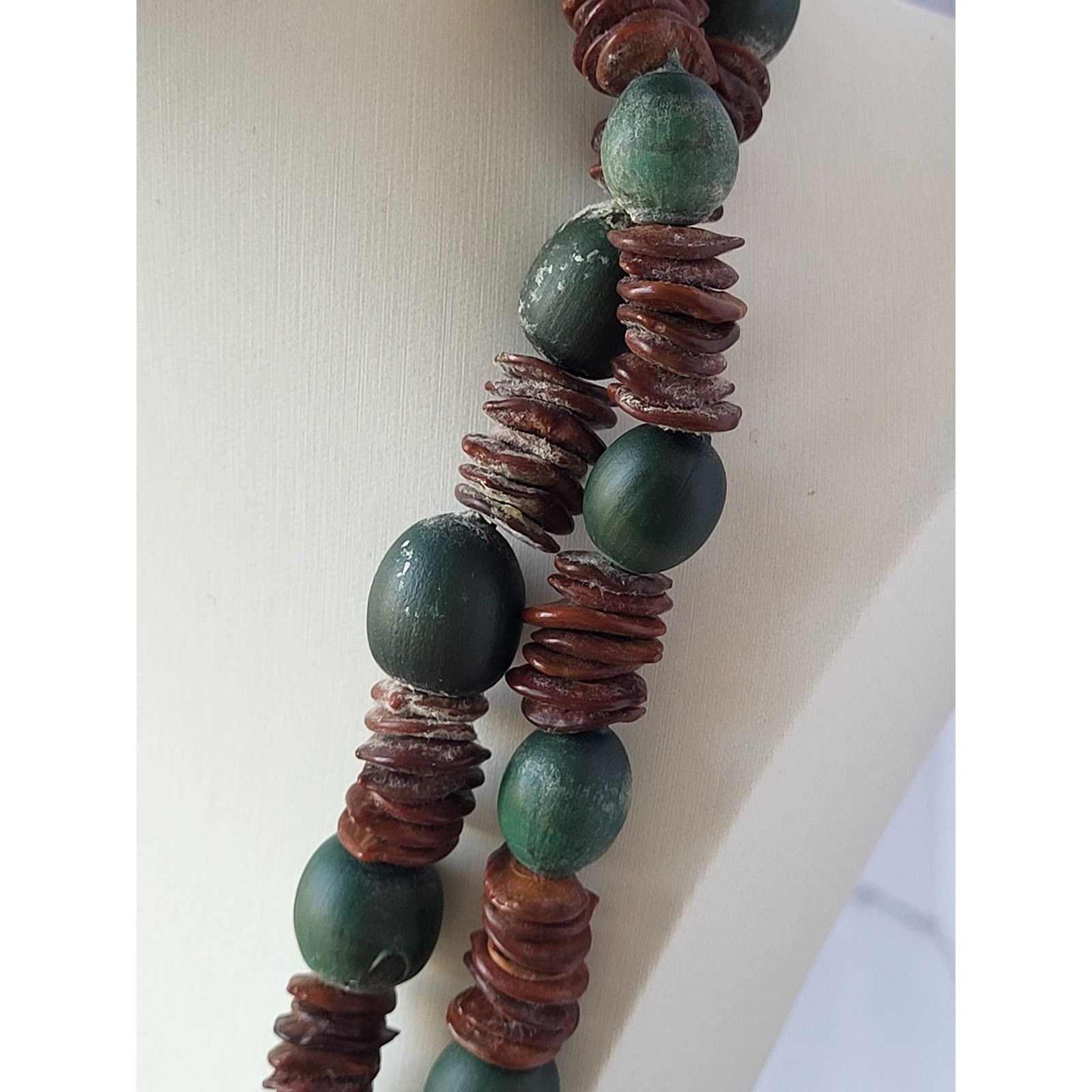 & Other Stories Boho Green Seed & Coconut Shell Long Strand Necklace - 48" Size ONE SIZE - 5 Thumbnail