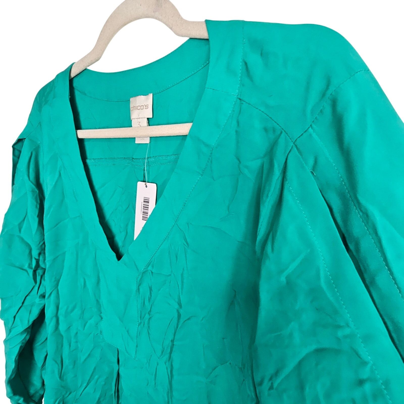 Chicos Chicos Womens V-Neck Blouse Lace Up Cold Shoulder Size 3 XL Size XL / US 12-14 / IT 48-50 - 5 Thumbnail