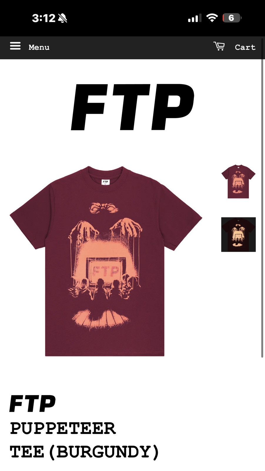 Fuck The Population FTP PUPPETEER TEE (BURGUNDY) Size US L / EU 52-54 / 3 - 3 Thumbnail
