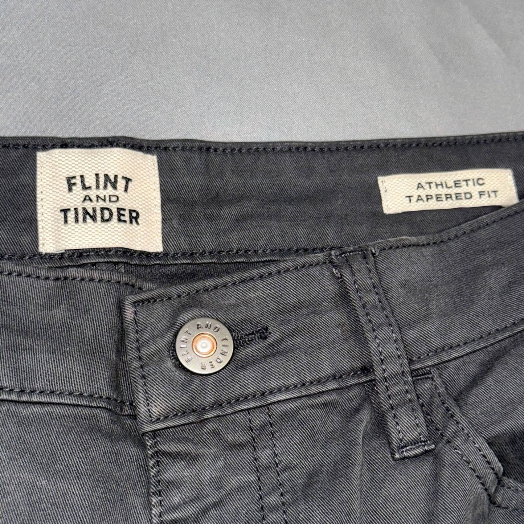 Flint And Tinder Flint and Tinder Pants Mens 32x32 Gray Athletic Tapered Fit Chino Stretch Jeans Size US 32 / EU 48 - 5 Thumbnail