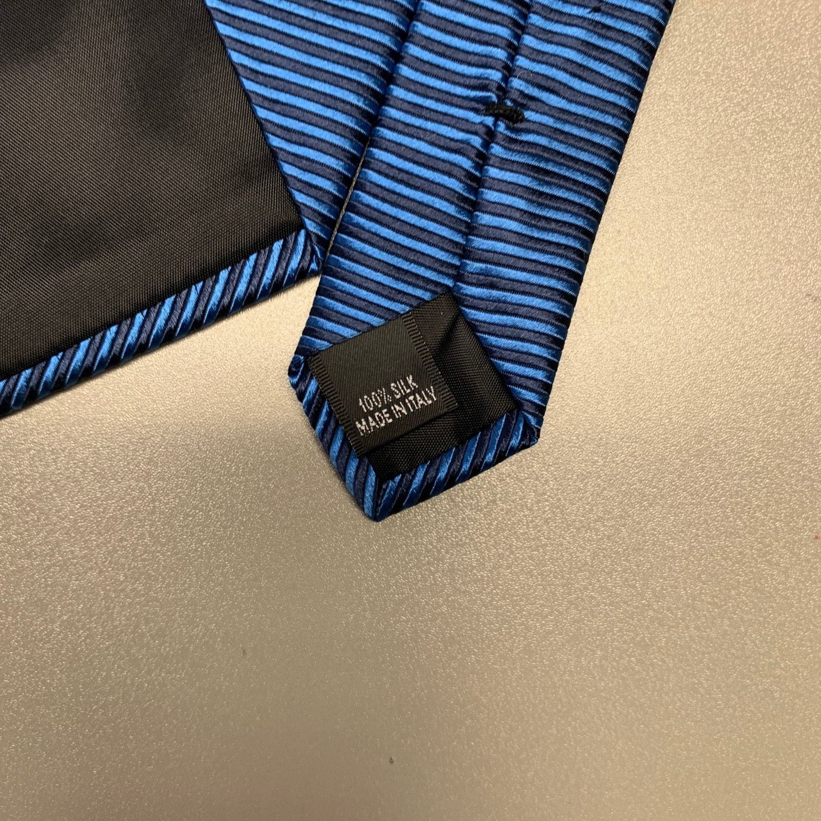 Other PETER PANOS Blue Black Stripe Silk Tie Size ONE SIZE - 3 Thumbnail