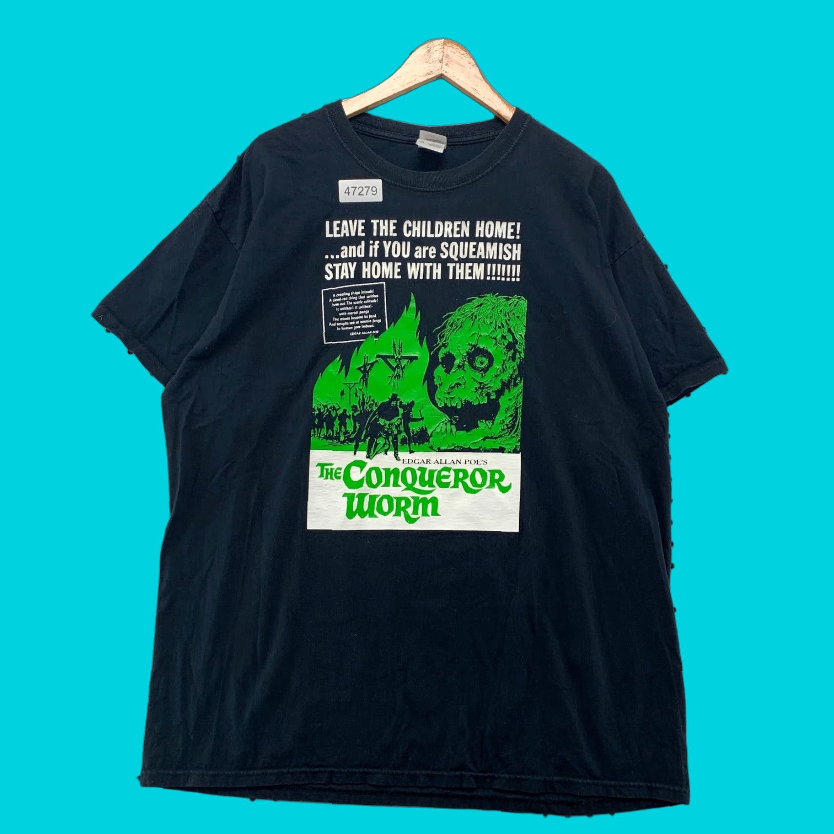 Fruit Of The Loom Edgar Allan Poes The Conqueror Worm Shirt Mens 2XL Black Horror Movie Art Shirt Size US XXL / EU 58 / 5 - 1 Thumbnail