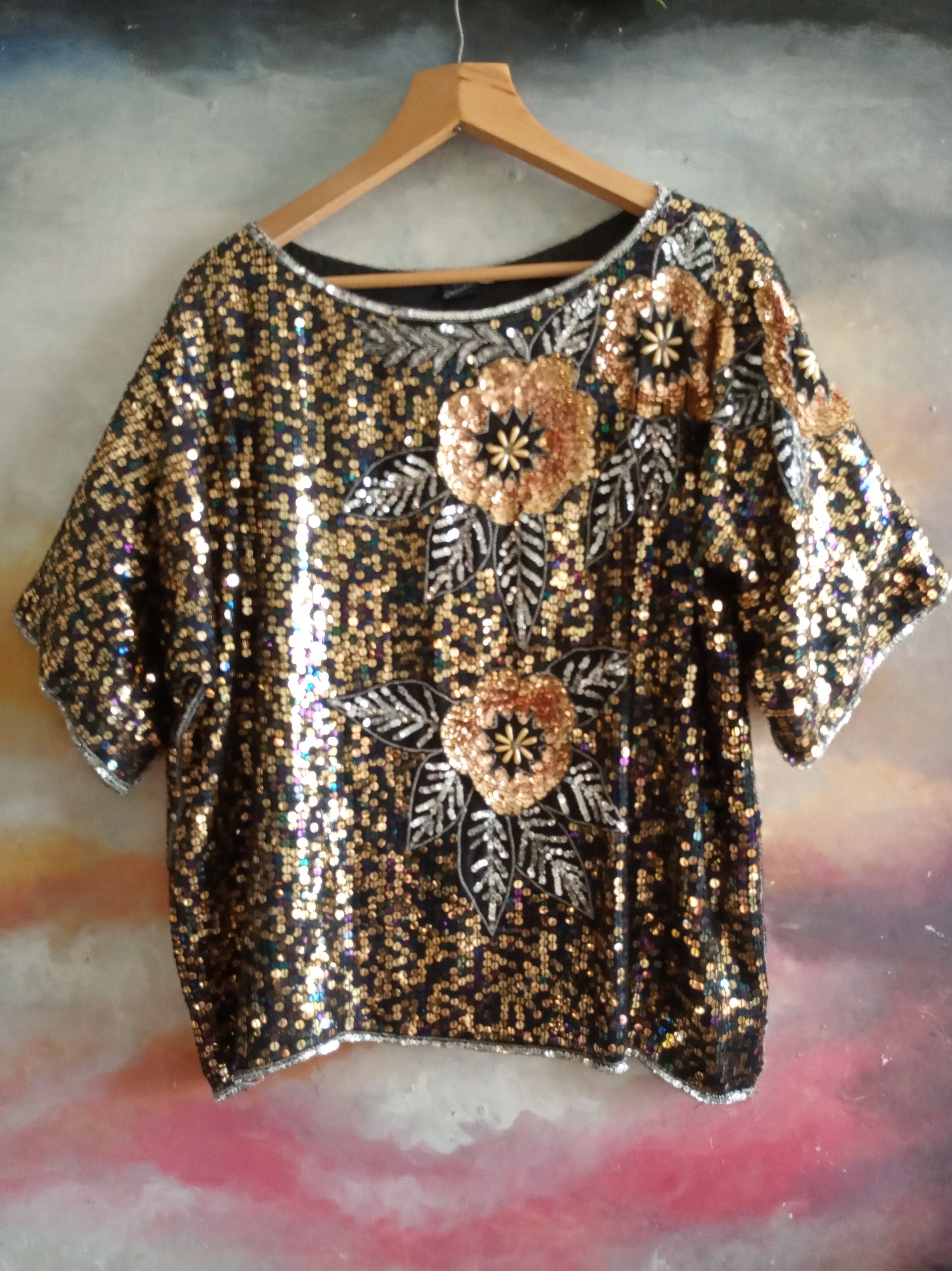 Vintage Large sequin blouse Size XL / US 12-14 / IT 48-50 - 11 Thumbnail