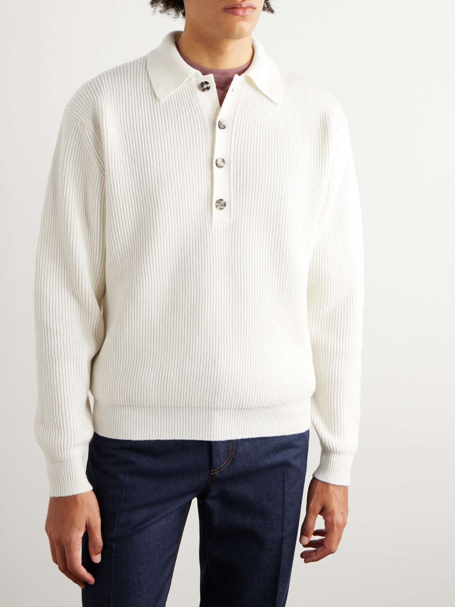 Loro Piana o1w1db10724 Leth Cashmere Polo Shirt in White Size US S / EU 44-46 / 1 - 4 Thumbnail