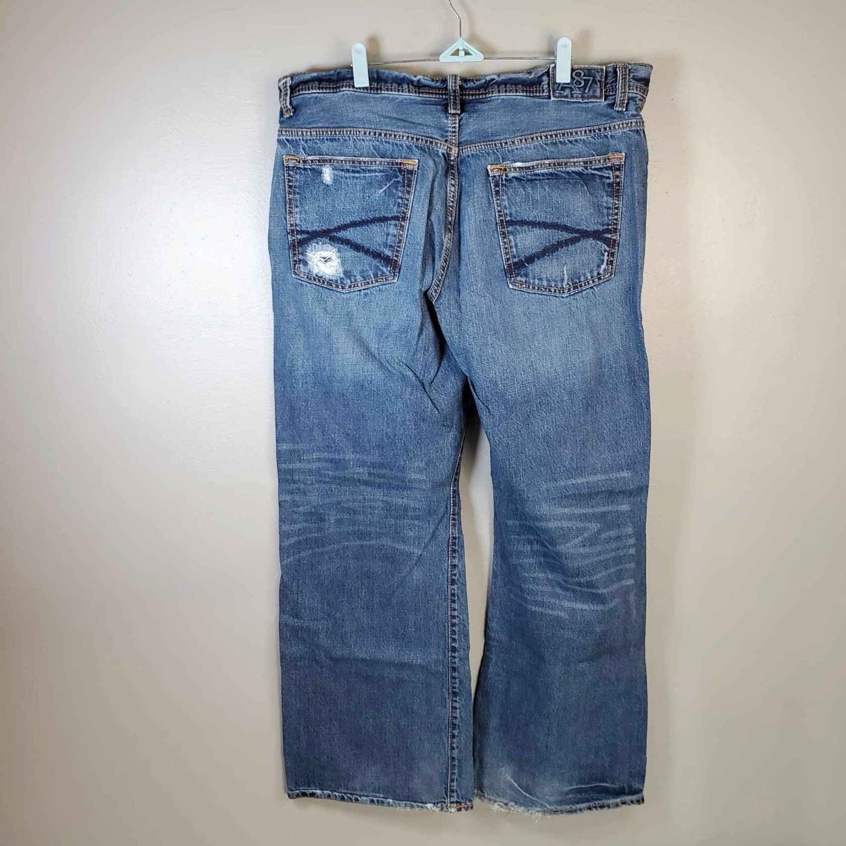 Vintage Y2K Aeropostale Benton Jeans Mens 38 X 31 Grunge Distressed Blue Bootcut Jeans Size US 38 / EU 54 - 3 Thumbnail