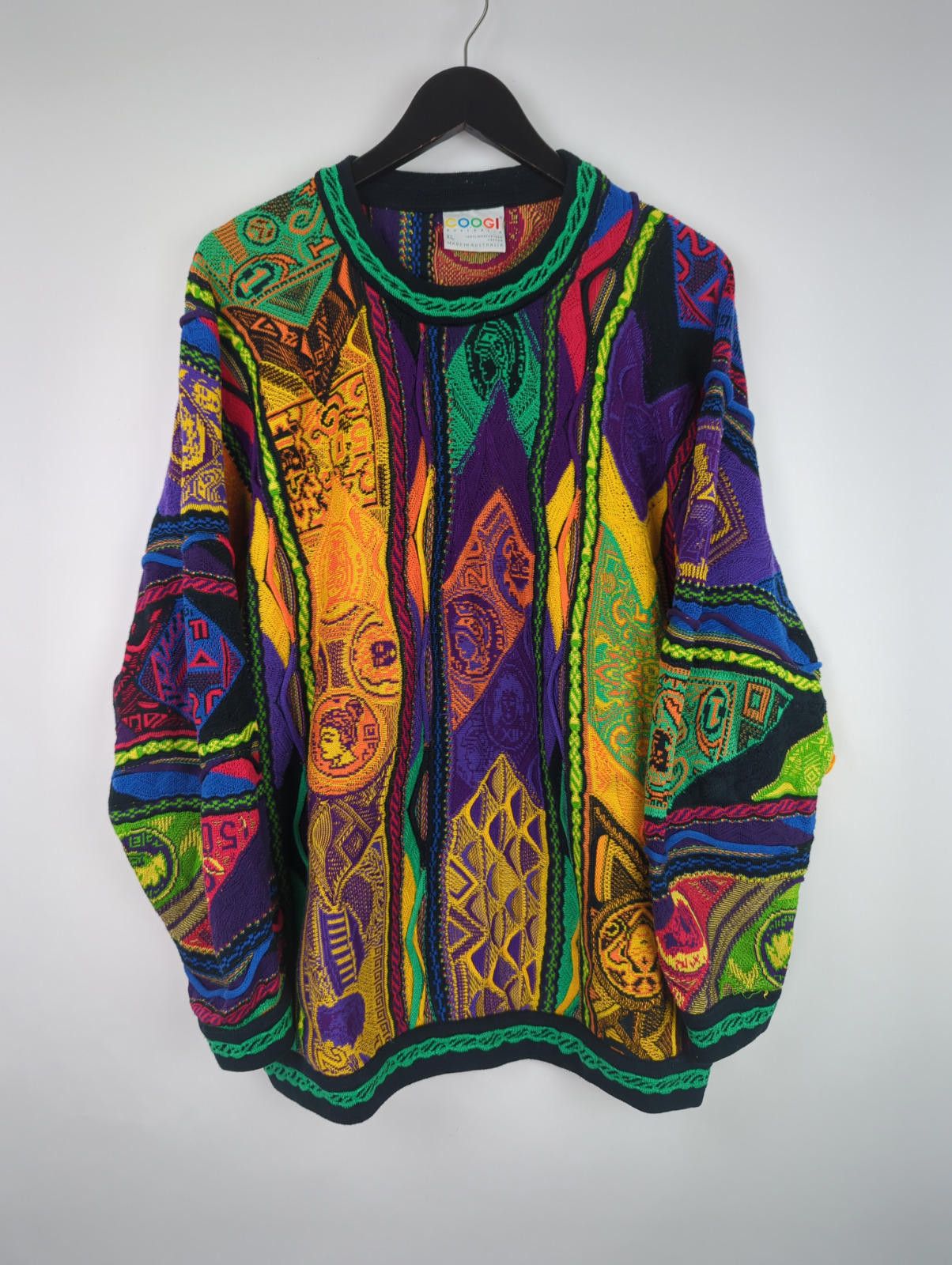 Coogi VTG COOGI Sz XL Knit RARE CURRENCY DESIGN Sweater Multicolor Size US XL / EU 56 / 4 - 1 Thumbnail