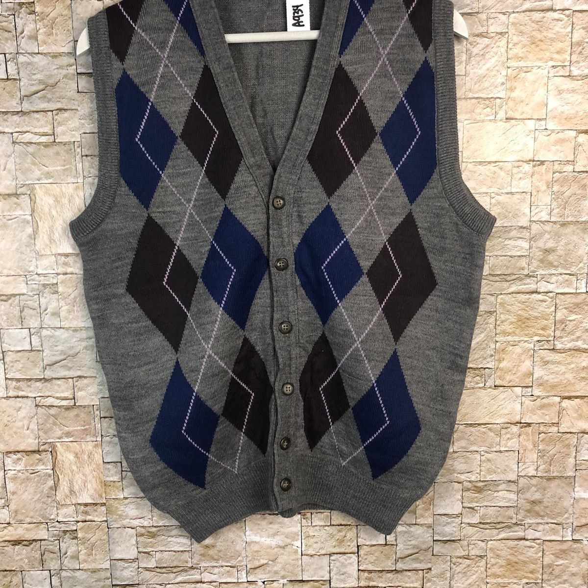 Homespun Knitwear × Japanese Brand MIj Grey art Vest Knitwear #A934 Size US M / EU 48-50 / 2 - 3 Thumbnail