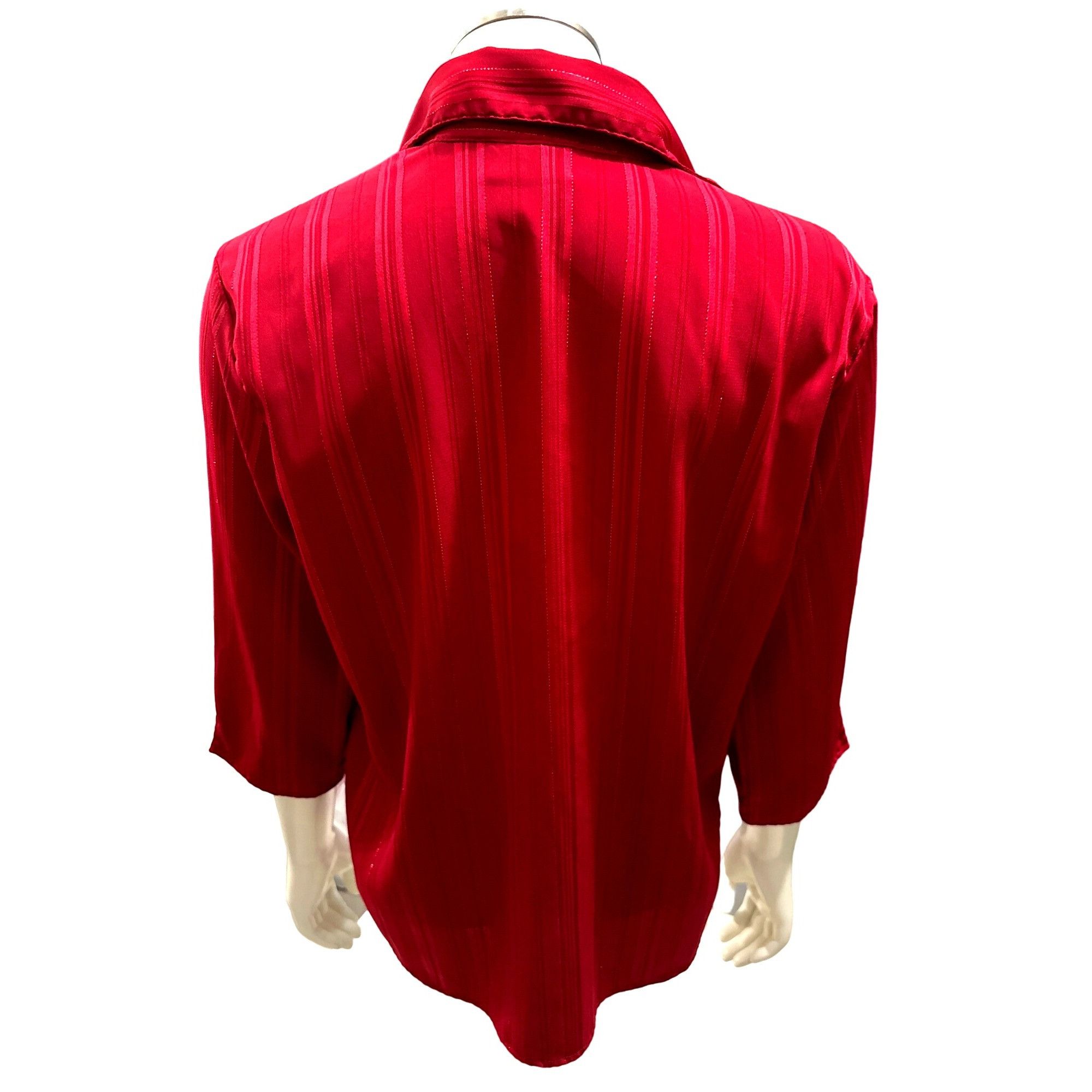 Other 1830 Stretch Vintage Red Blouse Fitted Button Front Size PS Size S / US 4 / IT 40 - 3 Thumbnail