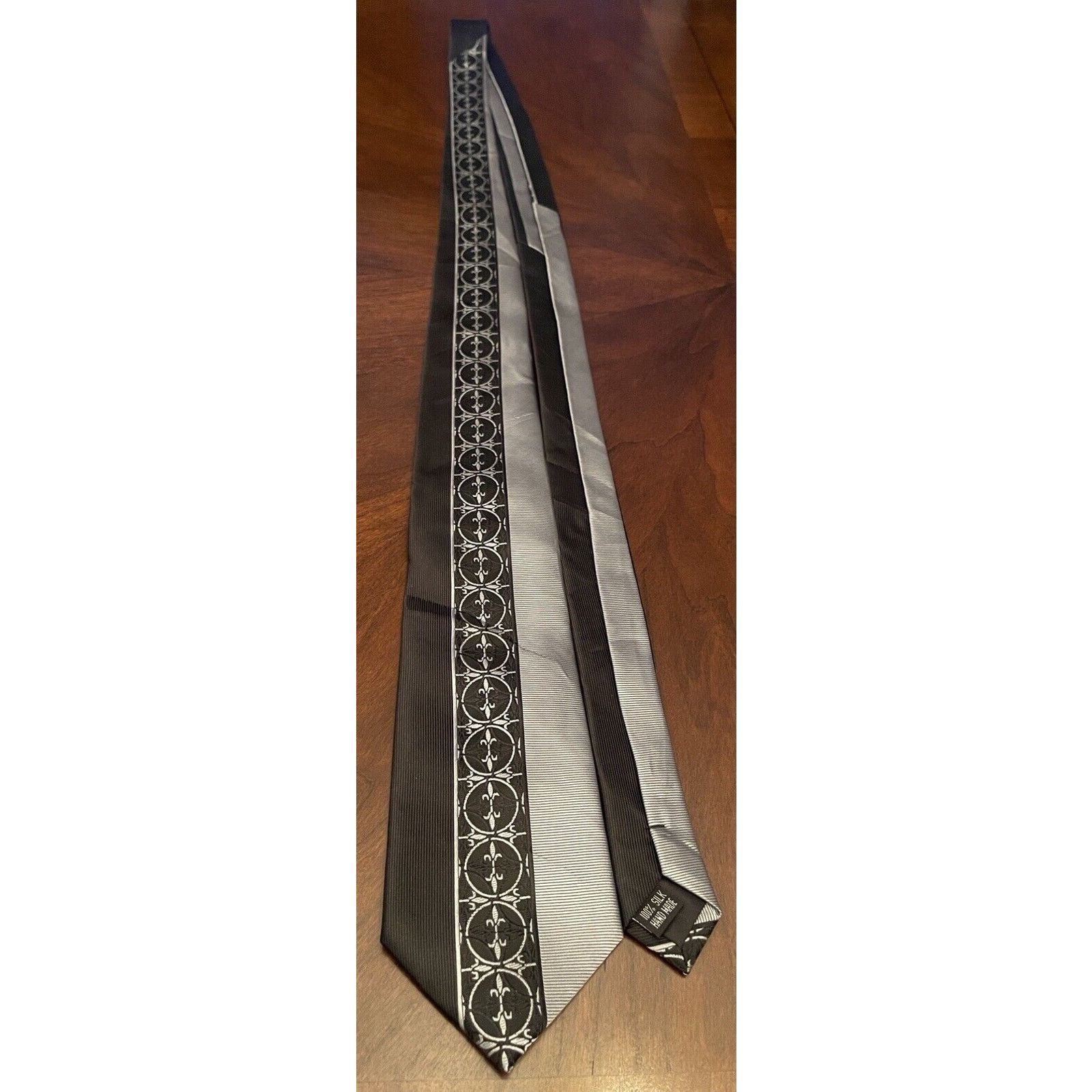Twenty Twenty Dollars Tie Black Gray Hand Made Silk Men’s Neck Tie Size ONE SIZE - 3 Thumbnail